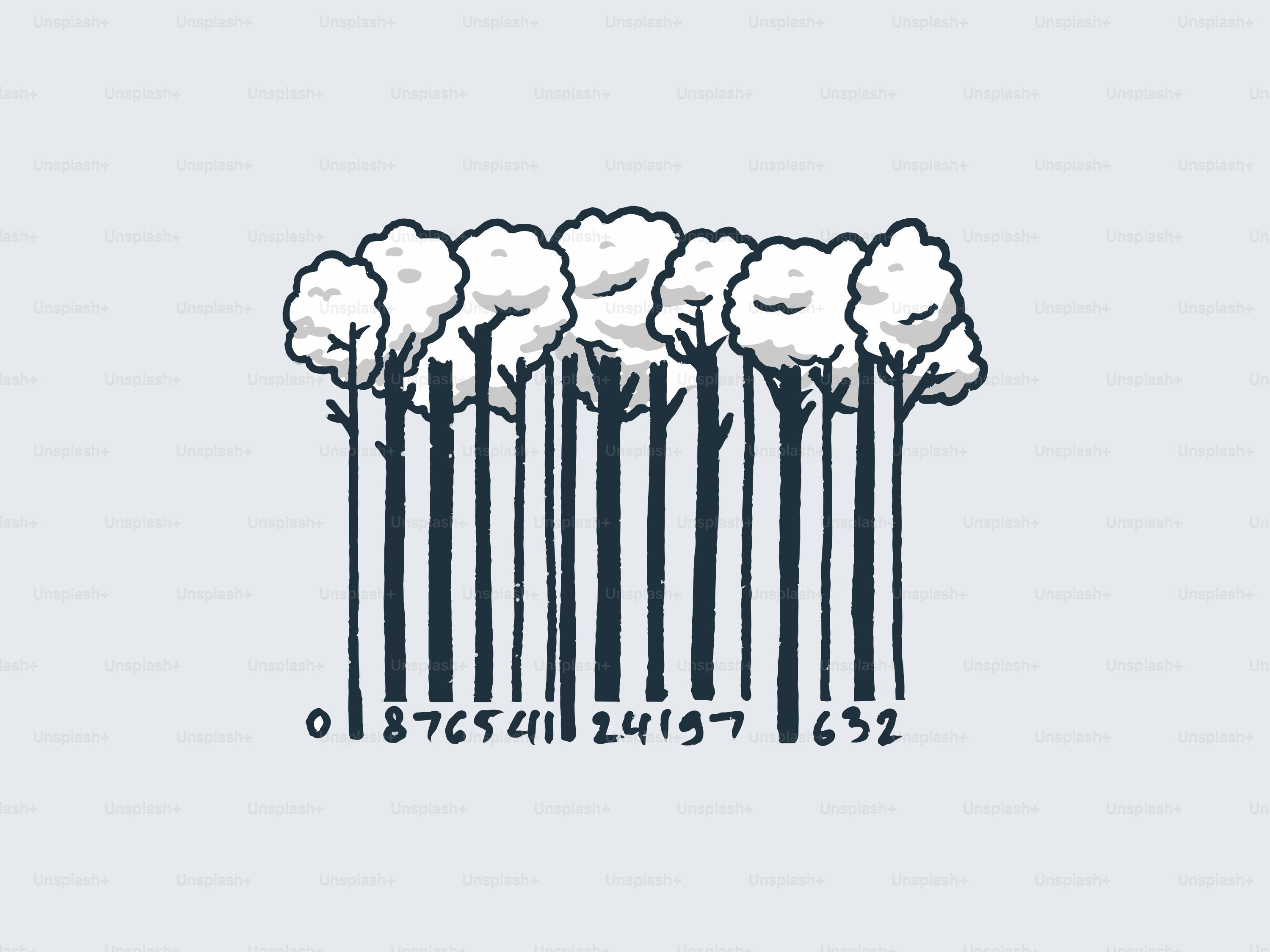 Árboles del bosque integrados en un diseño de código de barras