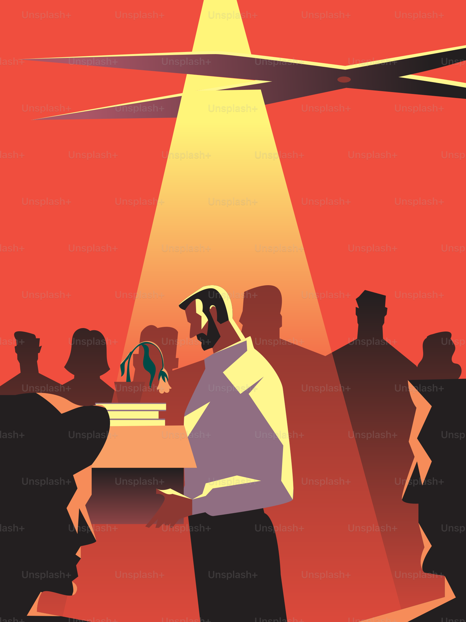 Uomo in piedi sotto i riflettori rivolgendosi a un pubblico invisibile