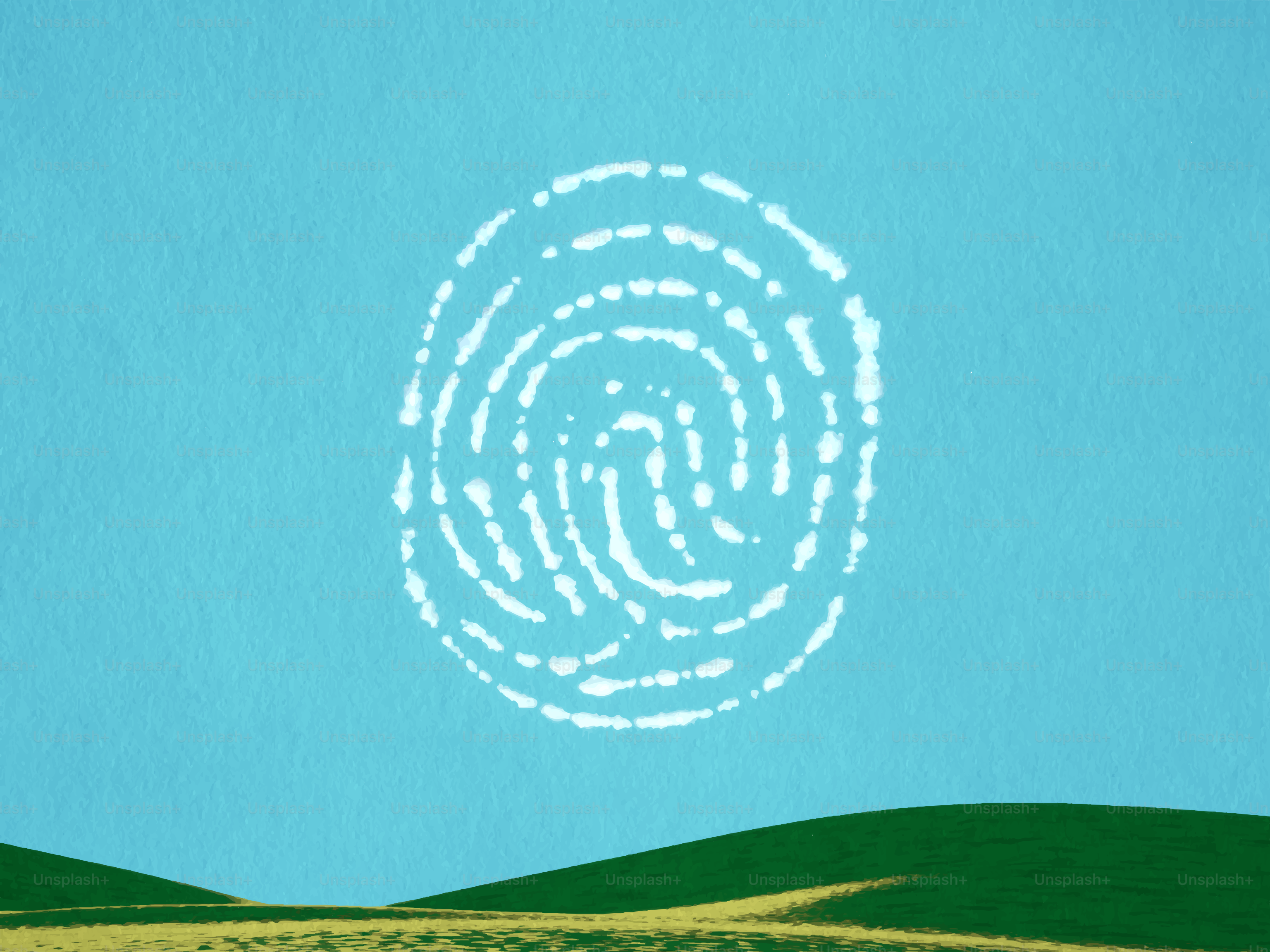 Un graphique d’empreintes digitales sur un fond de ciel bleu
