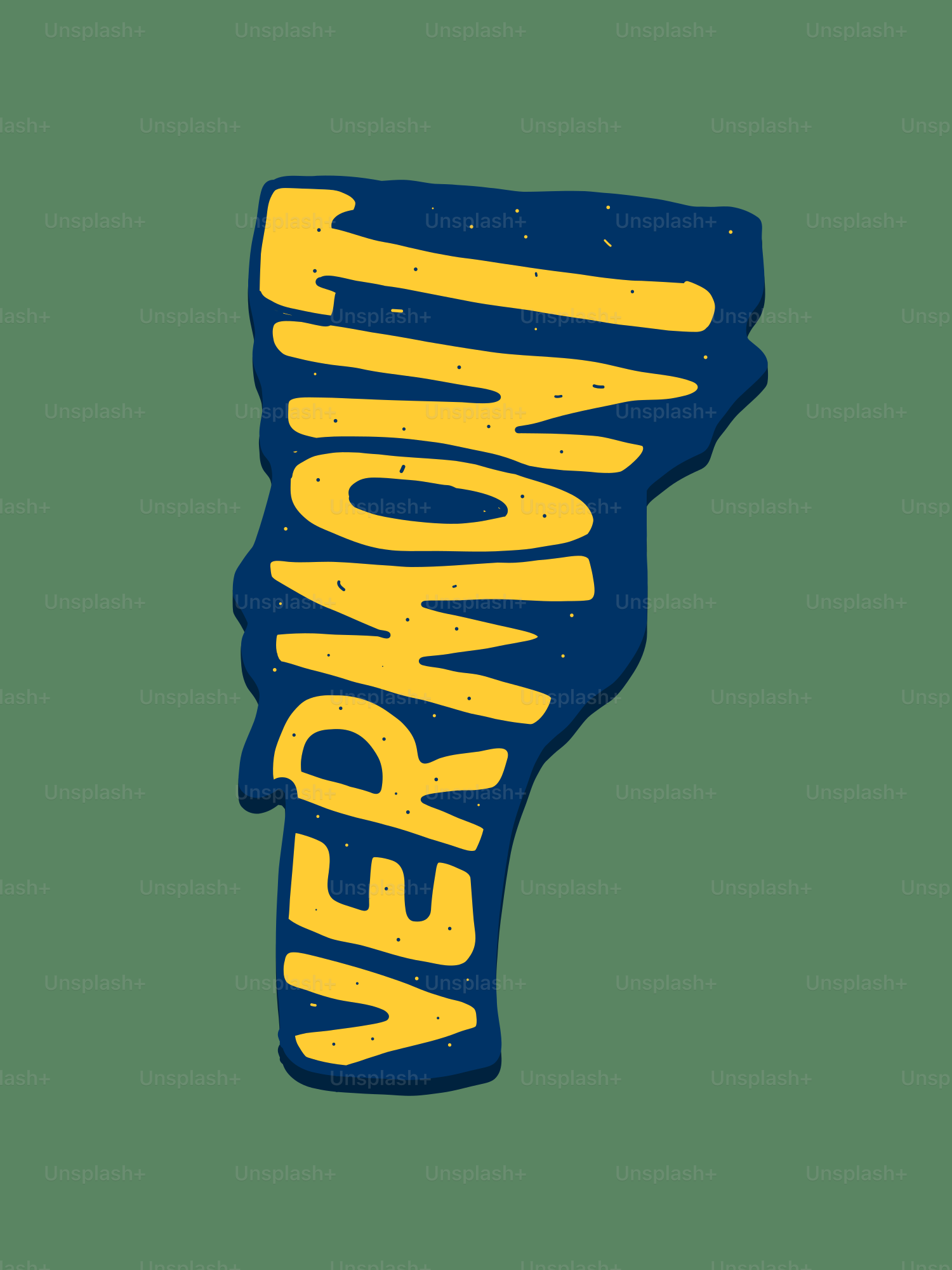 Contour en forme du Vermont avec un texte à l’intérieur