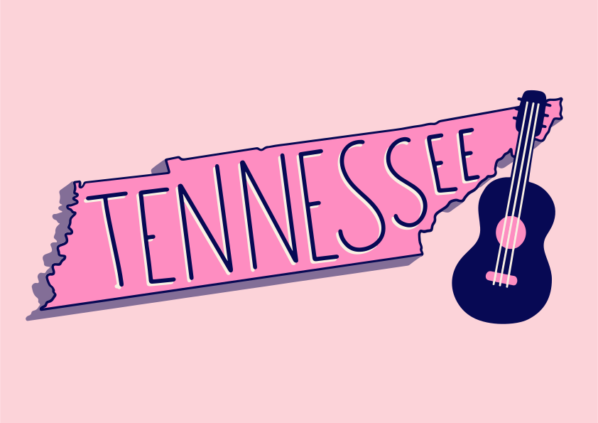 テネシーのアウトラインとギターとアコースティックギター