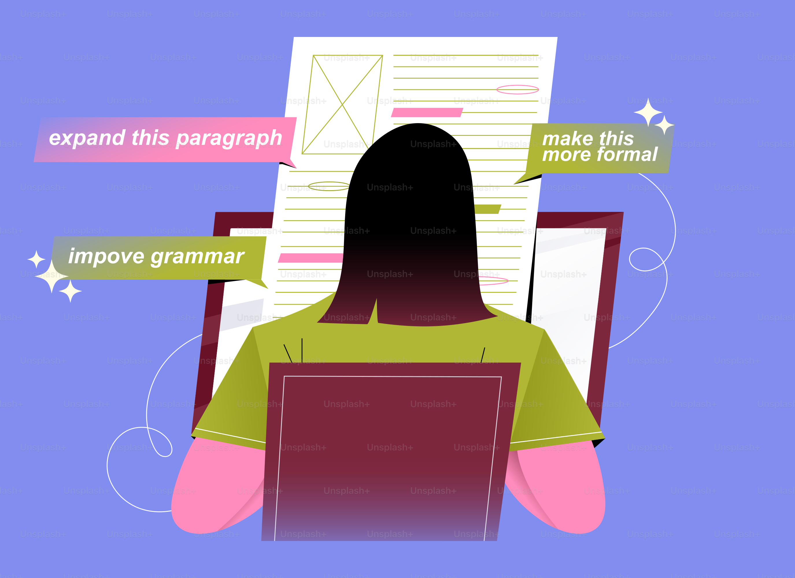 Person editing text with suggestions for improvement.