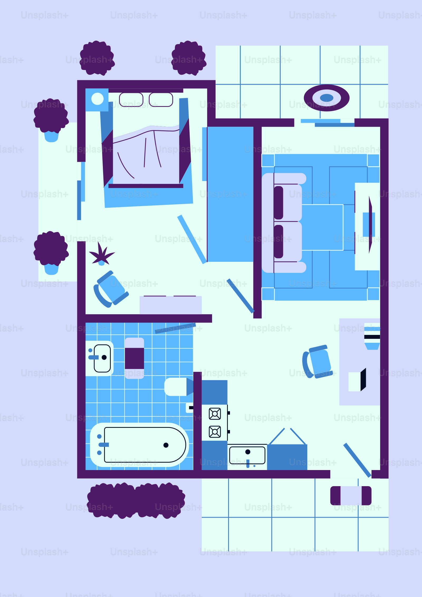 A floor plan of a modern apartment layout.