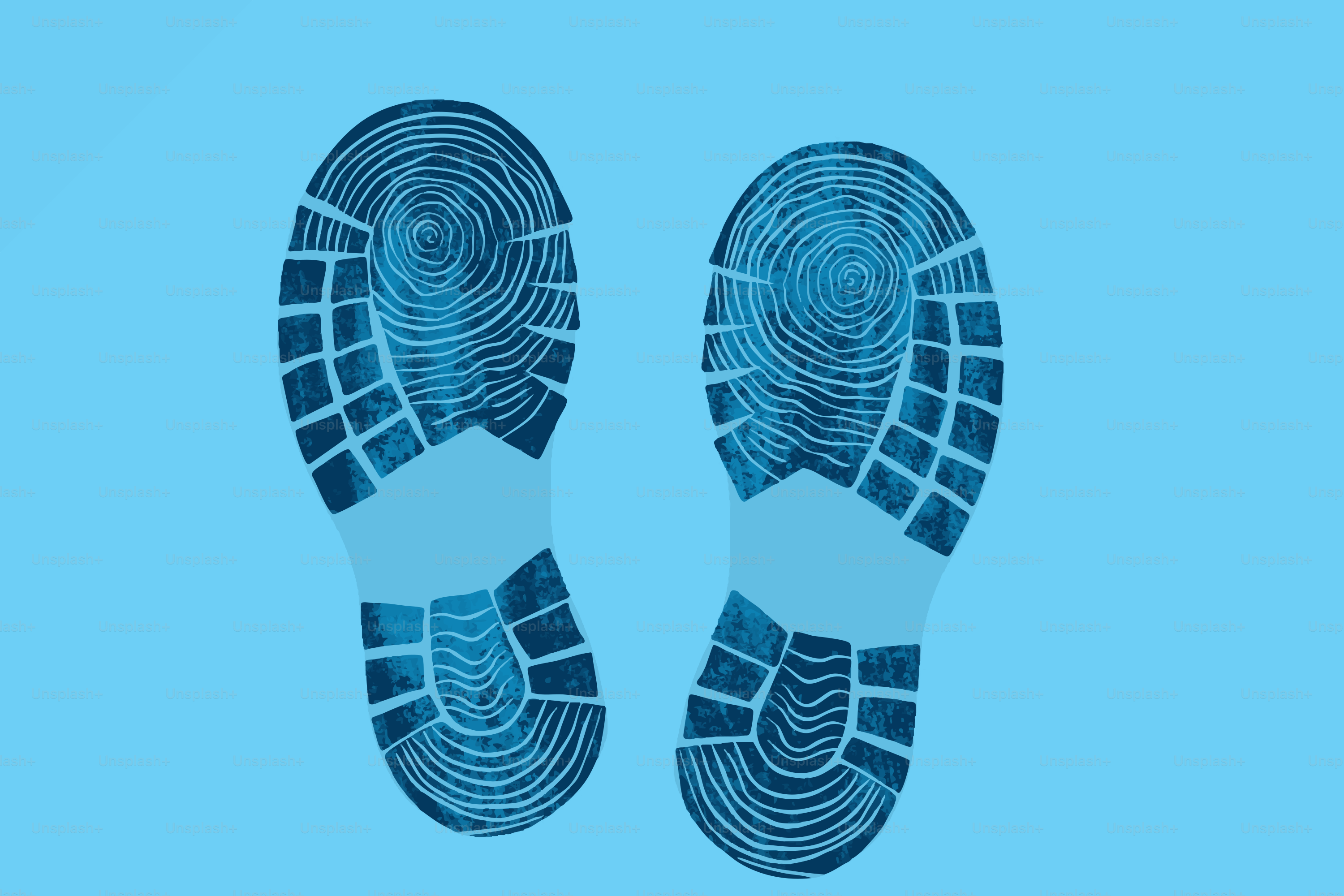 Due impronte blu su uno sfondo azzurro chiaro