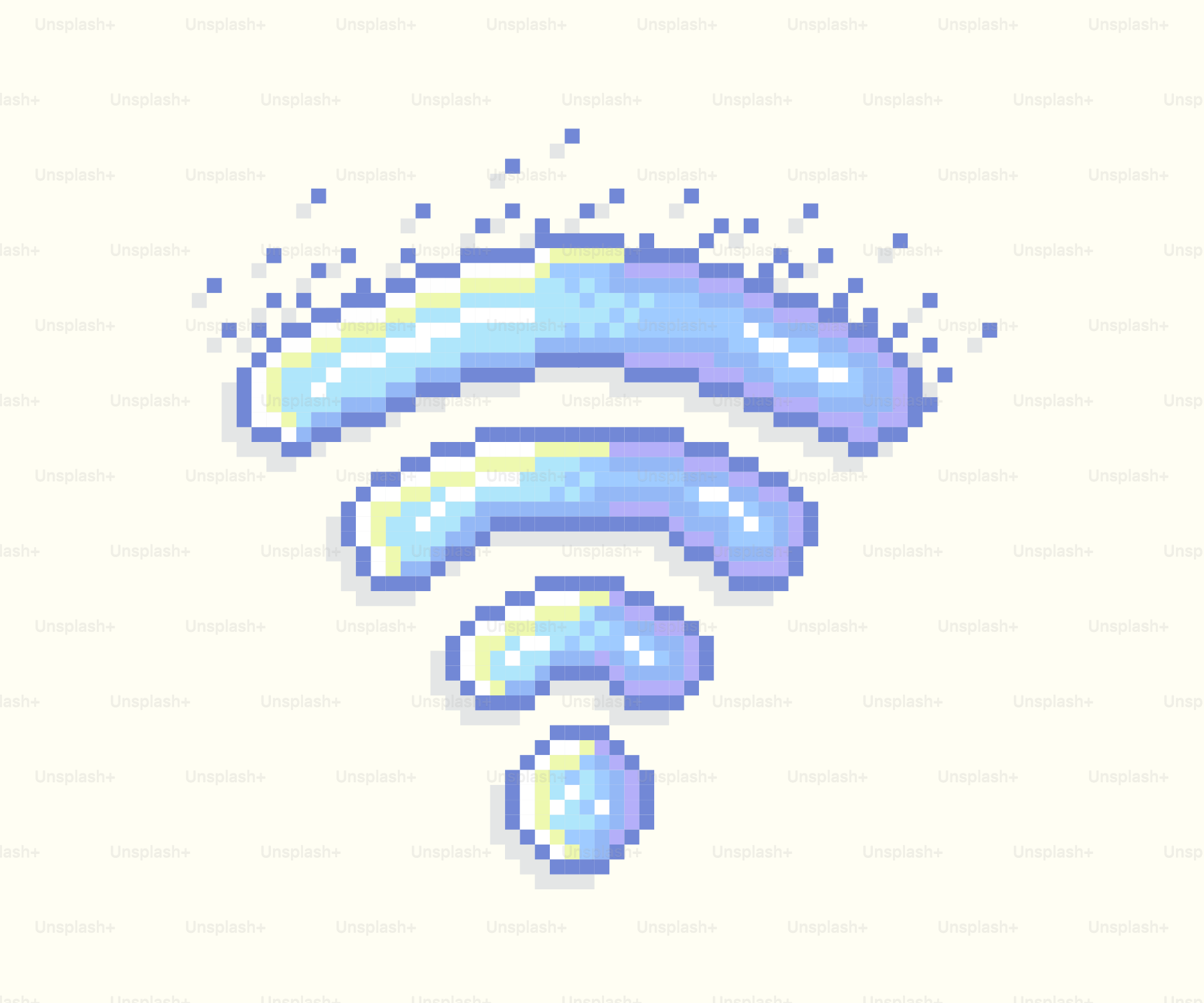 Símbolo de wifi em pixel art com ondas azuis
