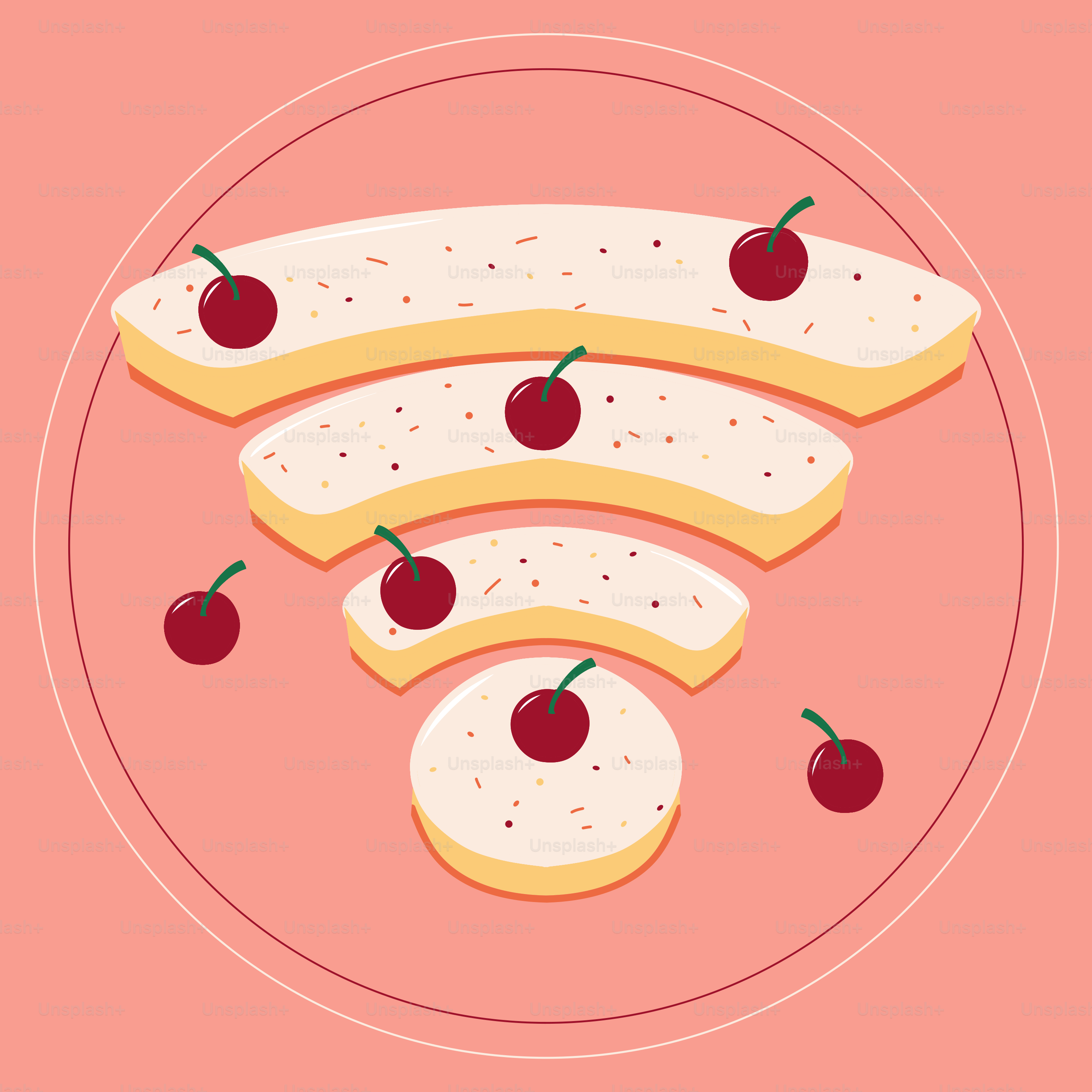 Símbolo Wi-fi feito de doces com cerejas