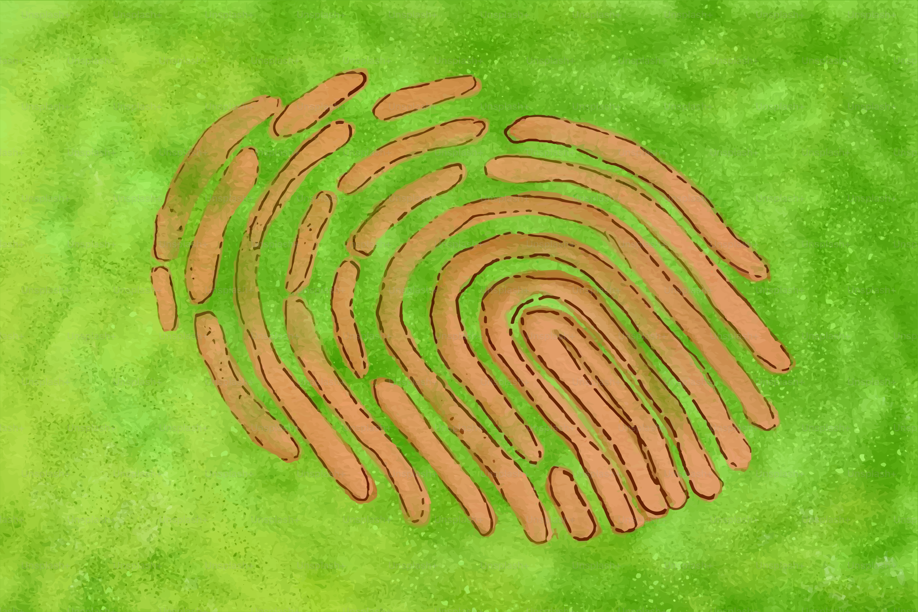A fingerprint graphic on a green background