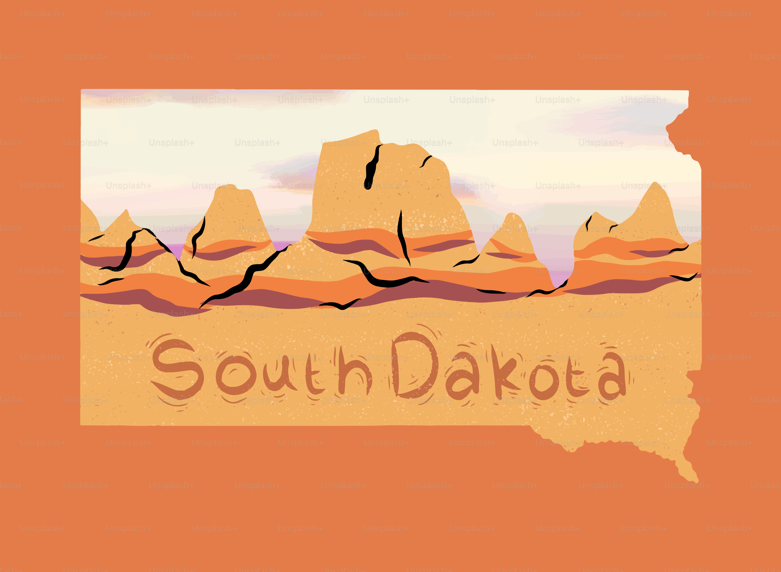 South dakota landscape with rock formations