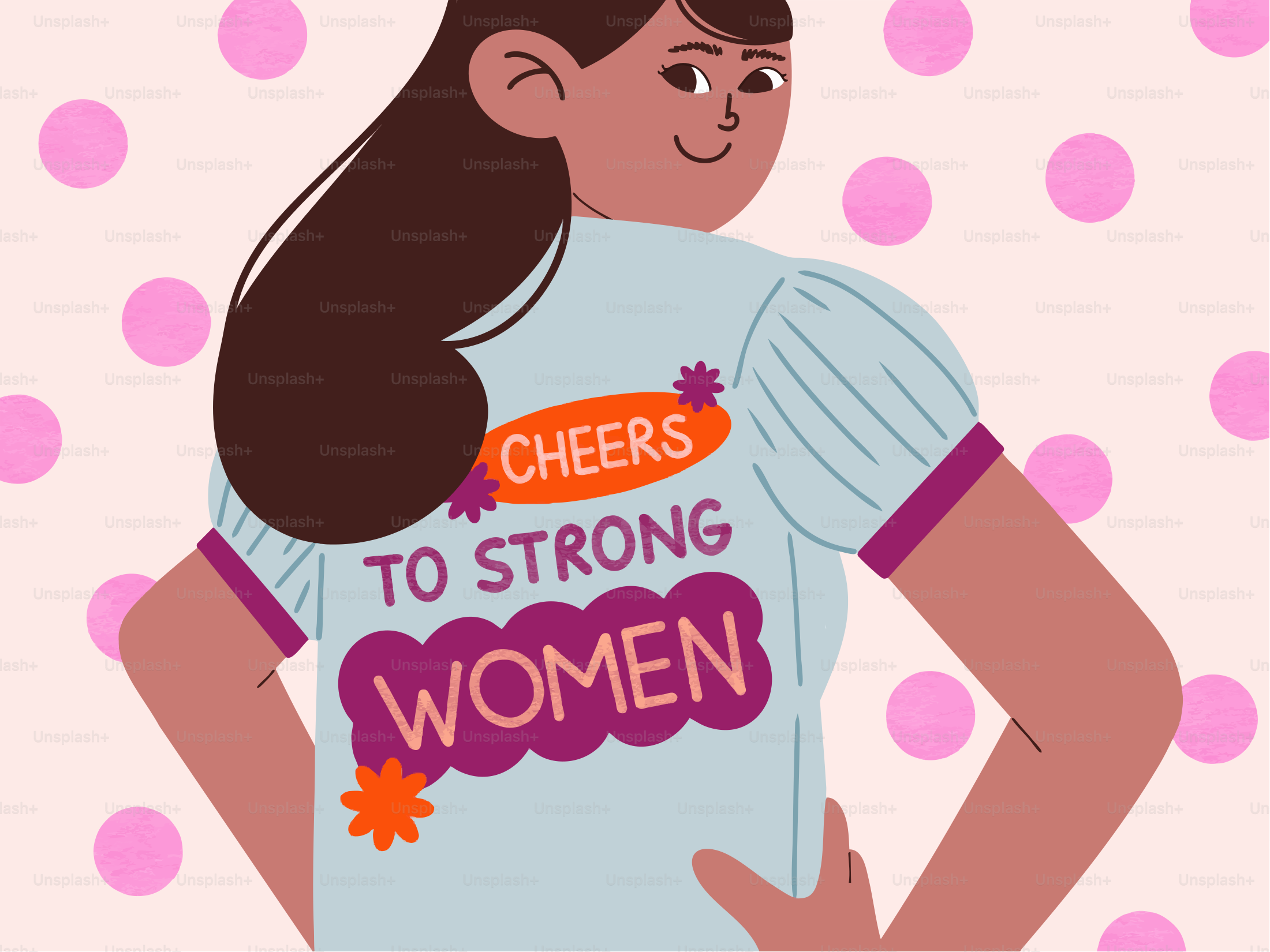 Donna con la maglietta che dice "cin cin alle donne forti"