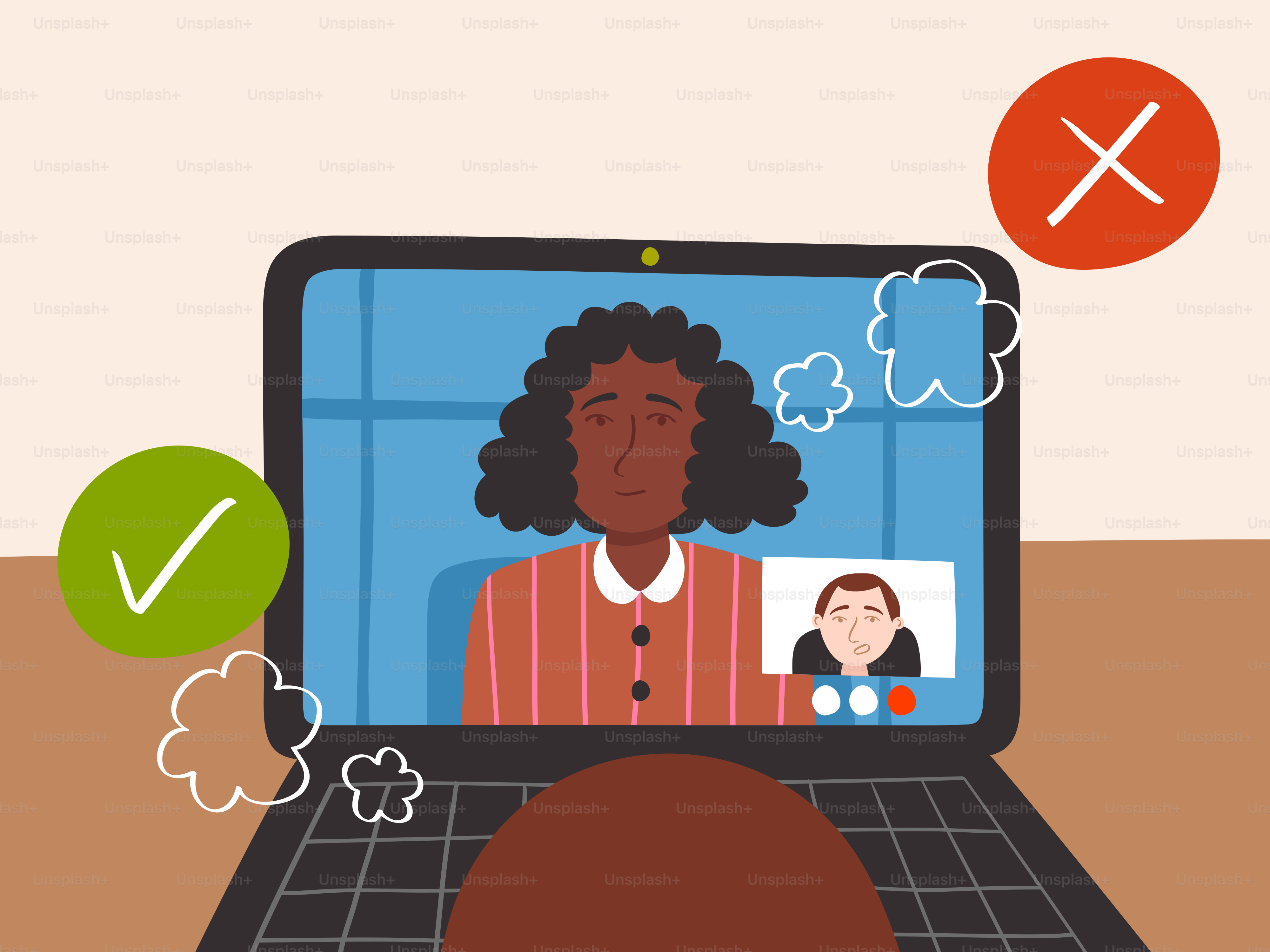 Appel vidéo avec icônes de retour d’information