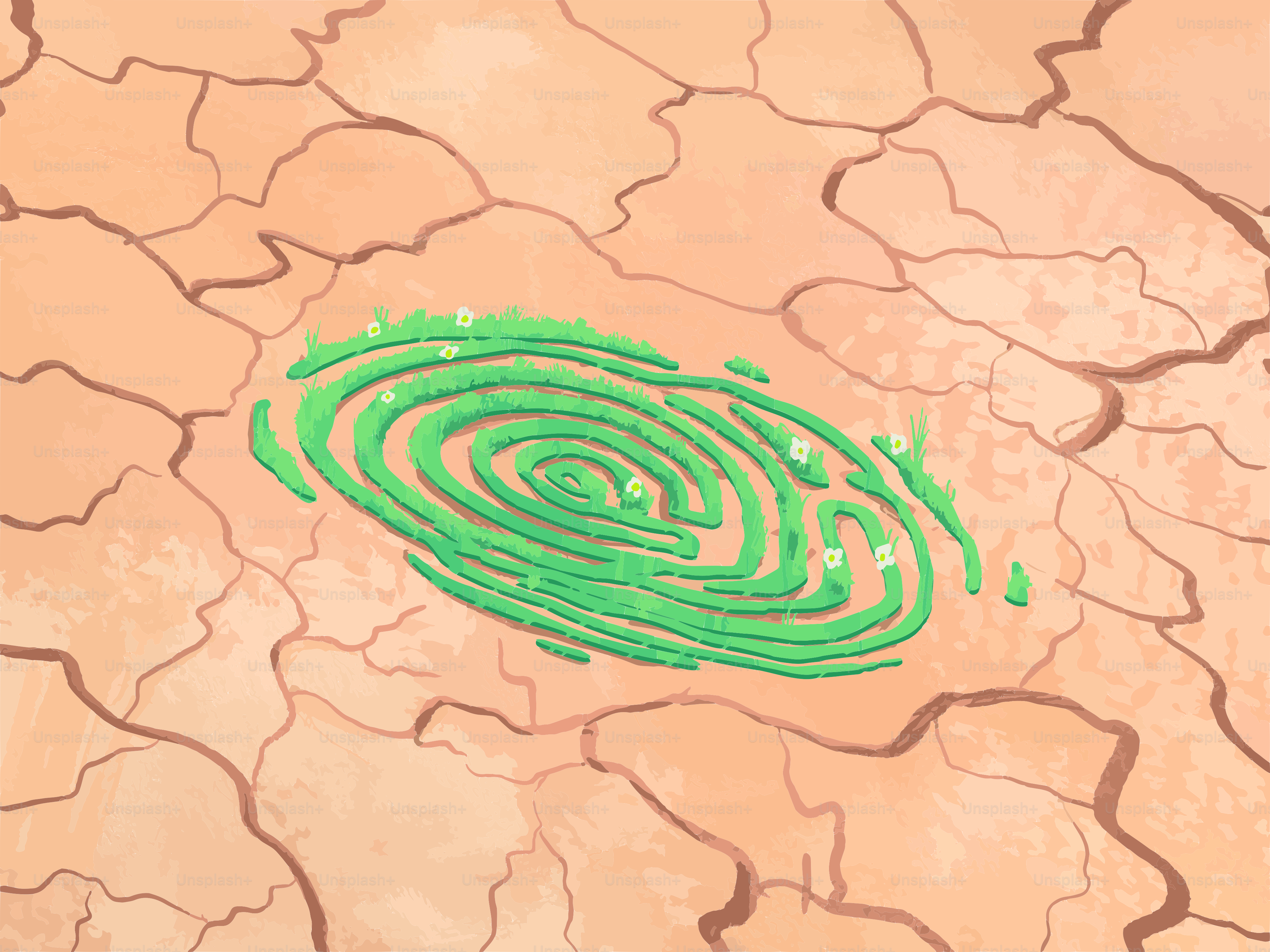 Green fingerprint on dry cracked skin