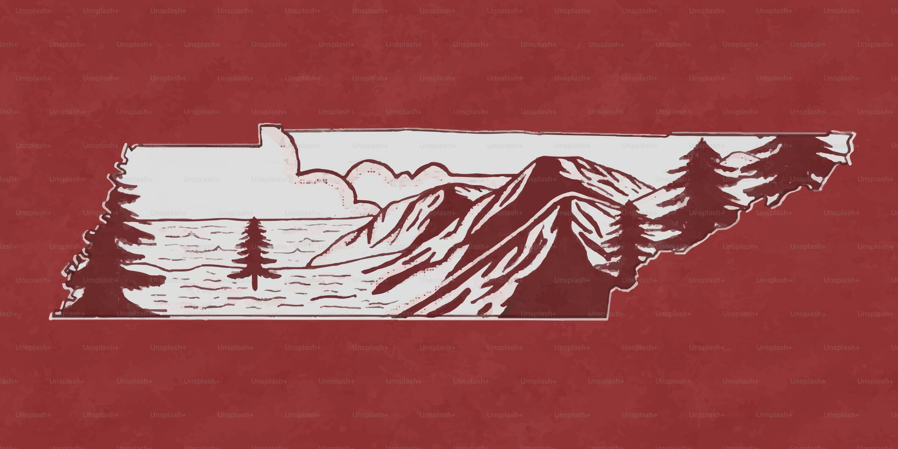 テネシー州の輪郭内の山岳風景。