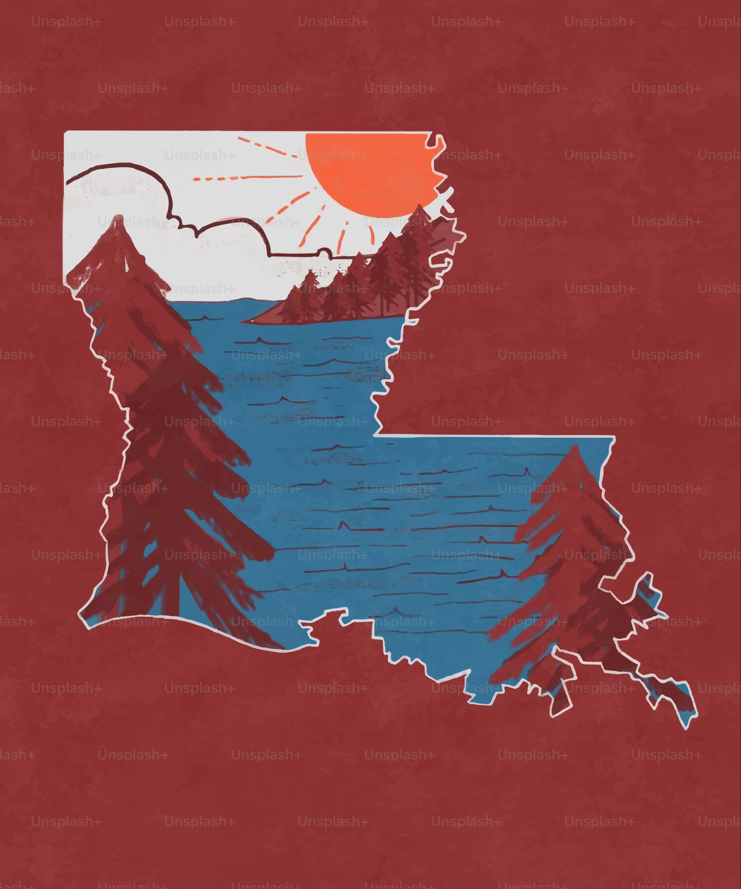 ルイジアナ州の州の輪郭は自然の風景に満ちています