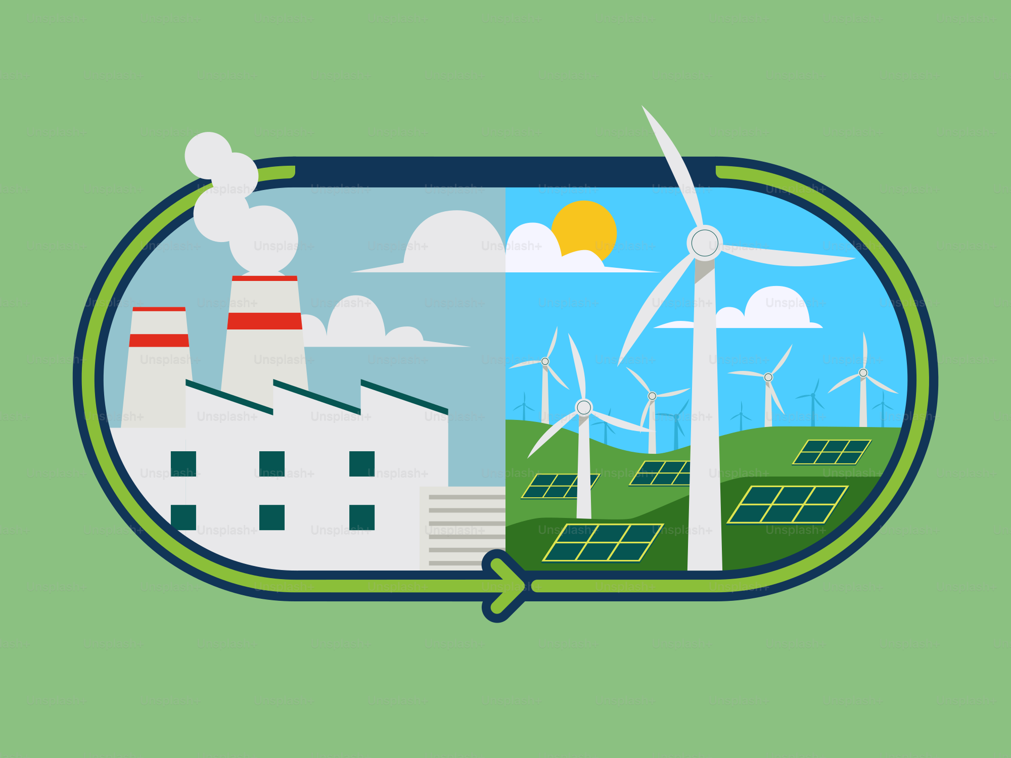 Pollution industrielle versus sources d’énergie renouvelable