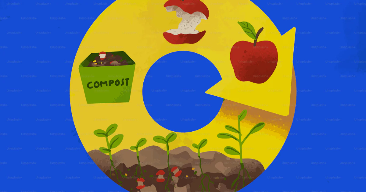 Compost Apple Symbol Composting cycle showing apples and plants growing. vector – Apple ...