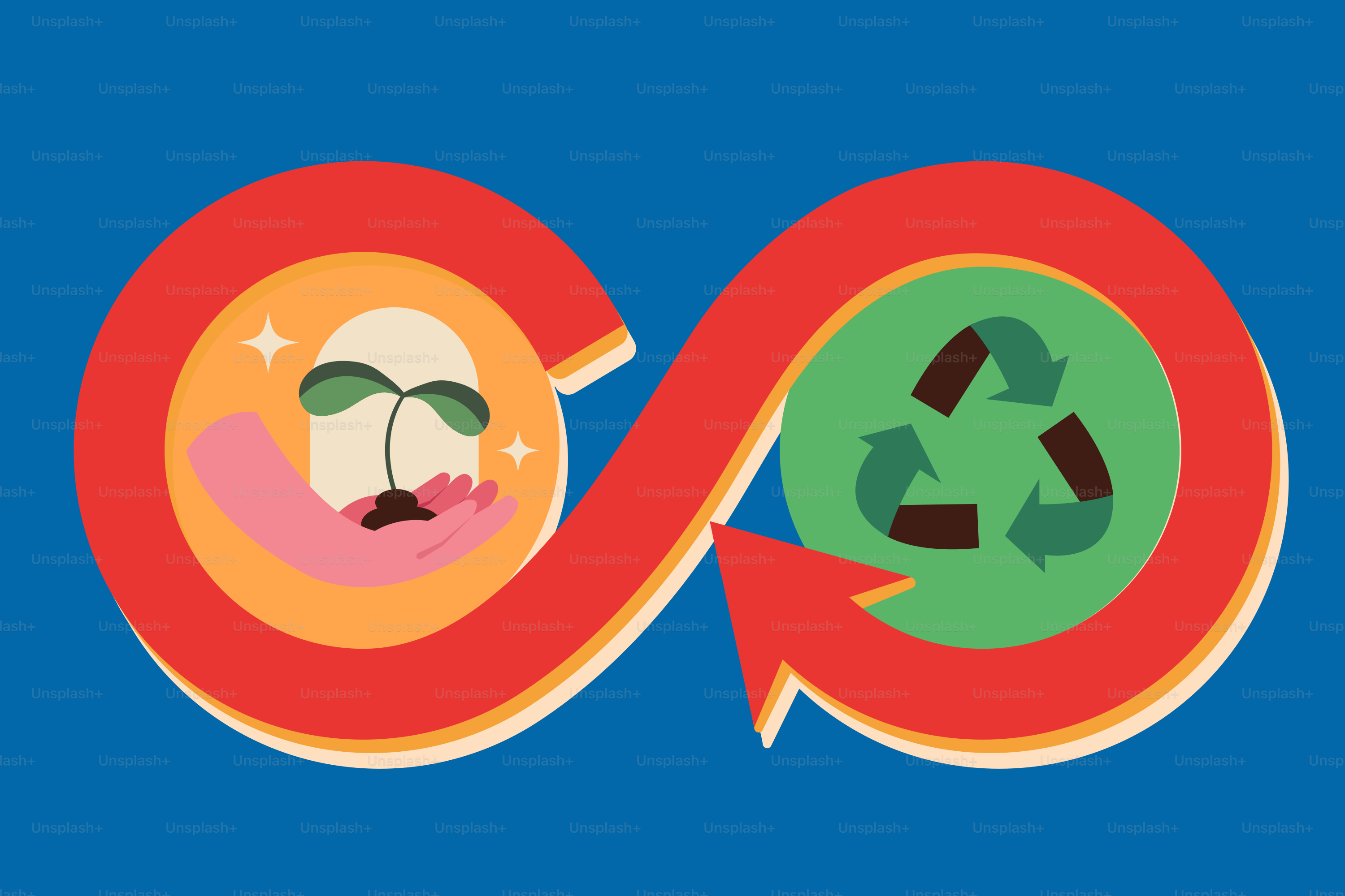 Símbolo da economia circular com reciclagem e crescimento