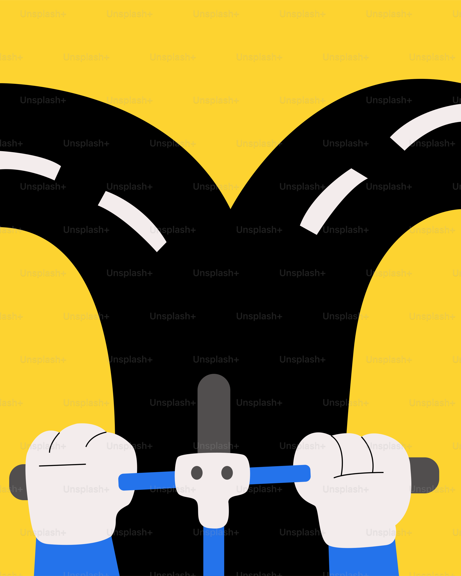 Hände am Lenker an einer Straßengabelung