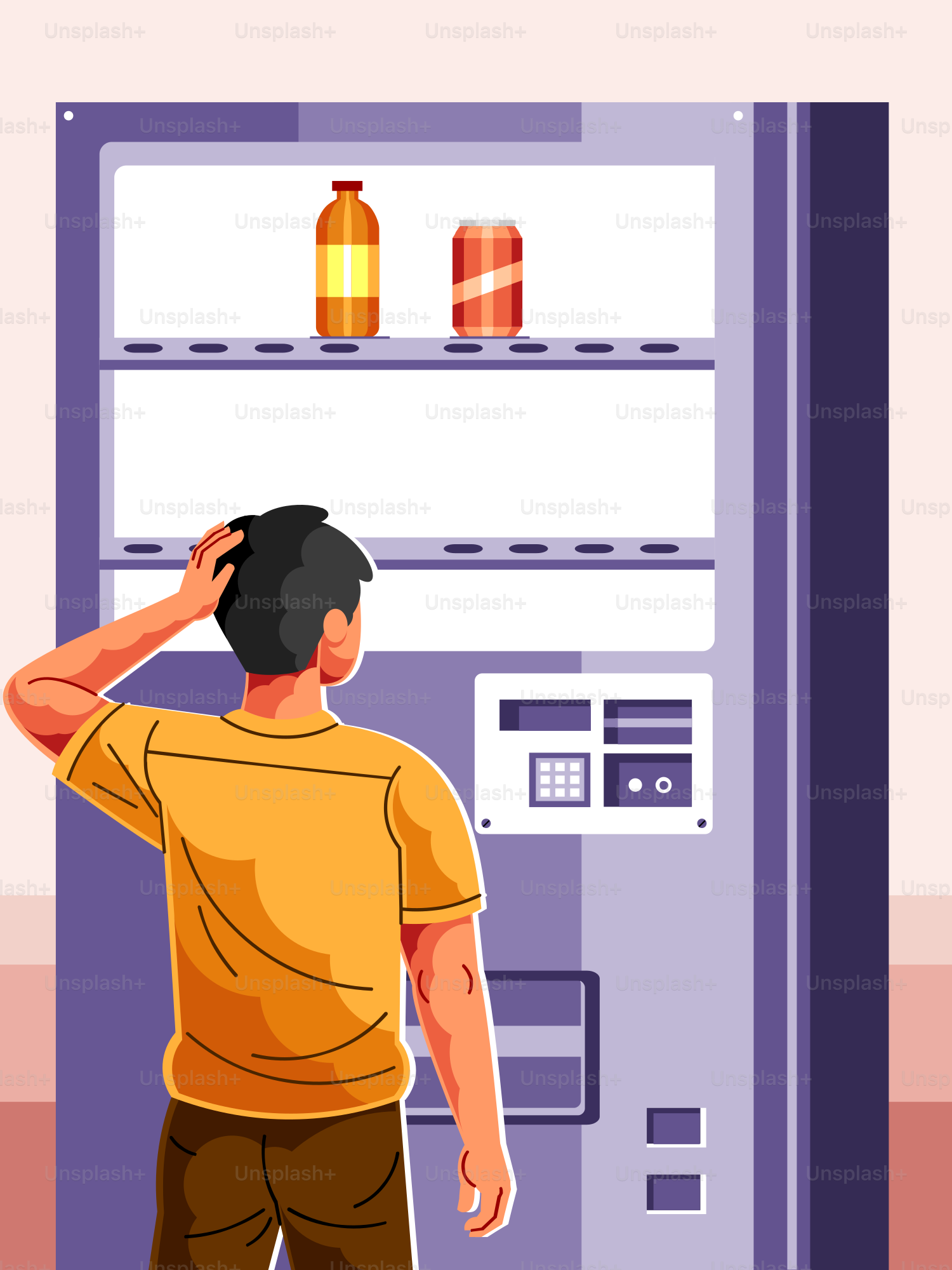 Hombre eligiendo una bebida de una máquina expendedora