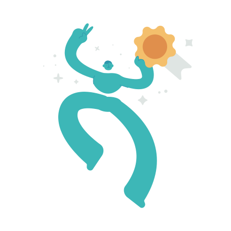 Une figure turquoise célébrant avec une médaille