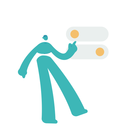 Abstract figure toggling two switches on white background