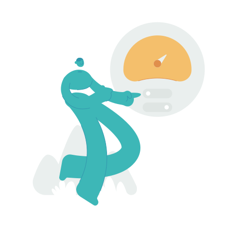 La figura azul verdoso interactúa con un indicador del salpicadero.