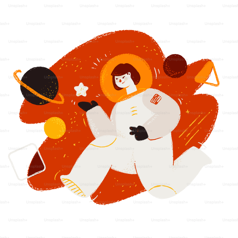 Astronaute en combinaison blanche flottant parmi les planètes et les étoiles