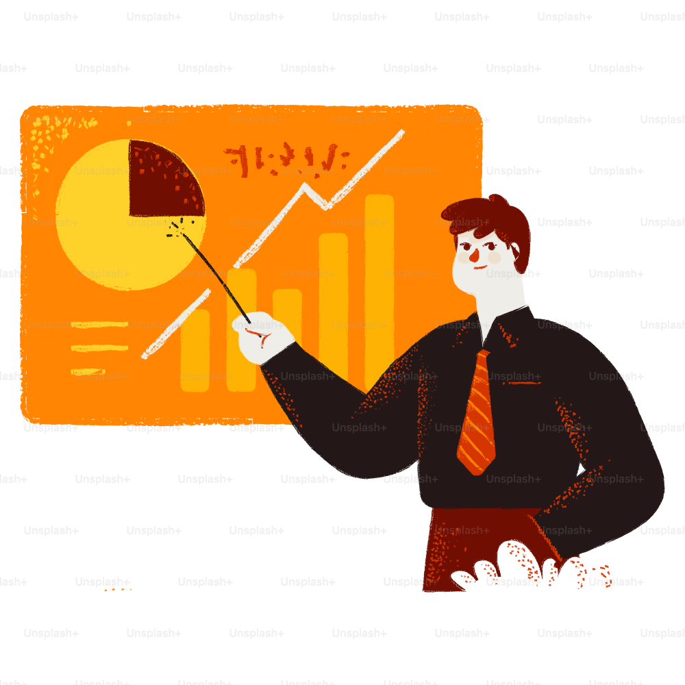 Man pointing at a financial chart on a screen