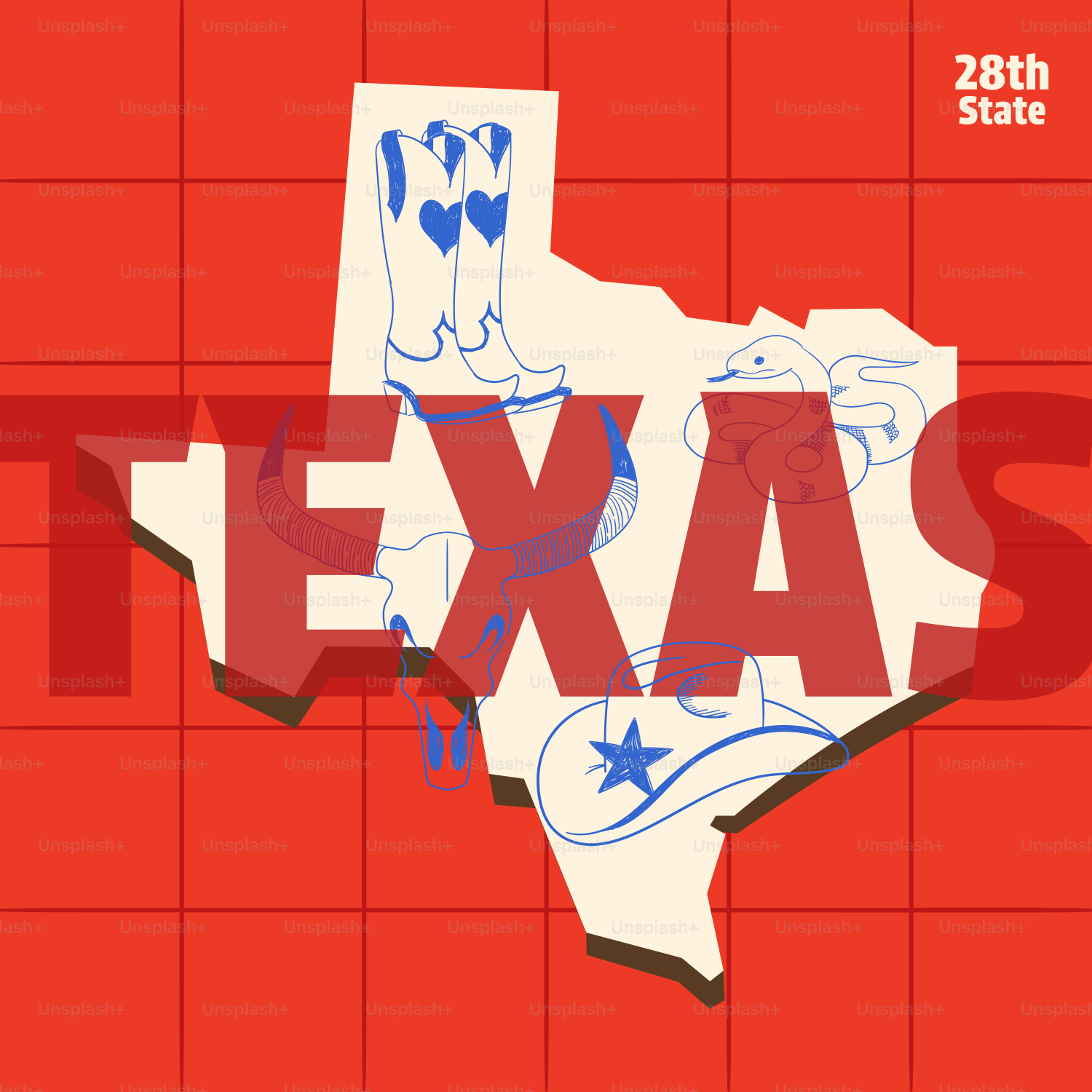 Outline of texas with cowboy boots and star