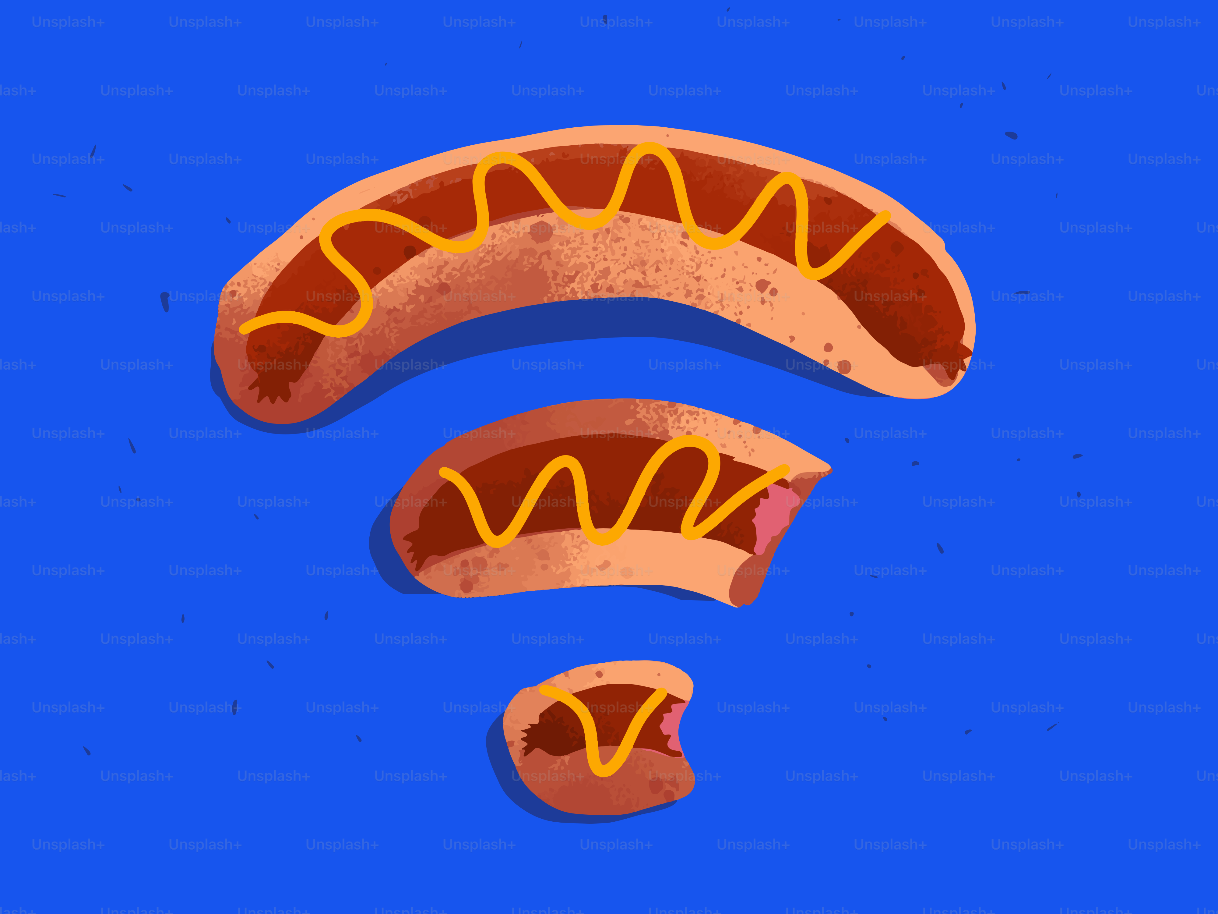 Gli hot dog disposti con un simbolo wifi