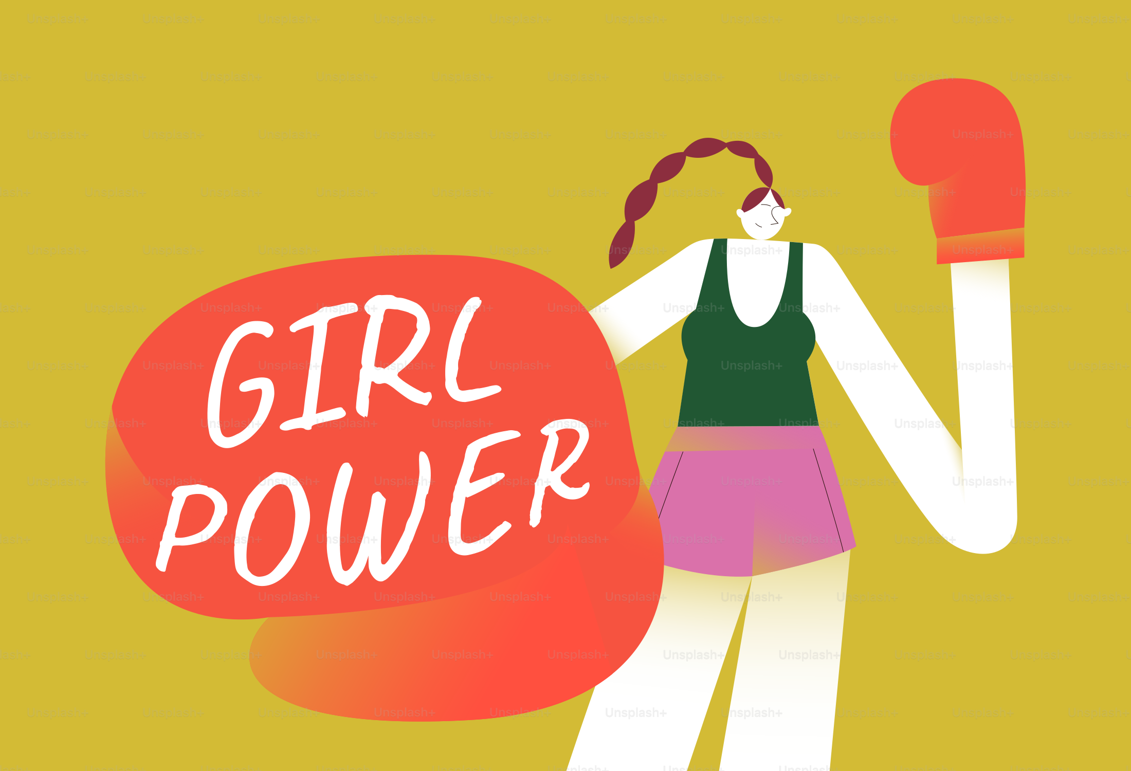 Donna con guanto da boxe e bolletta "girl power"