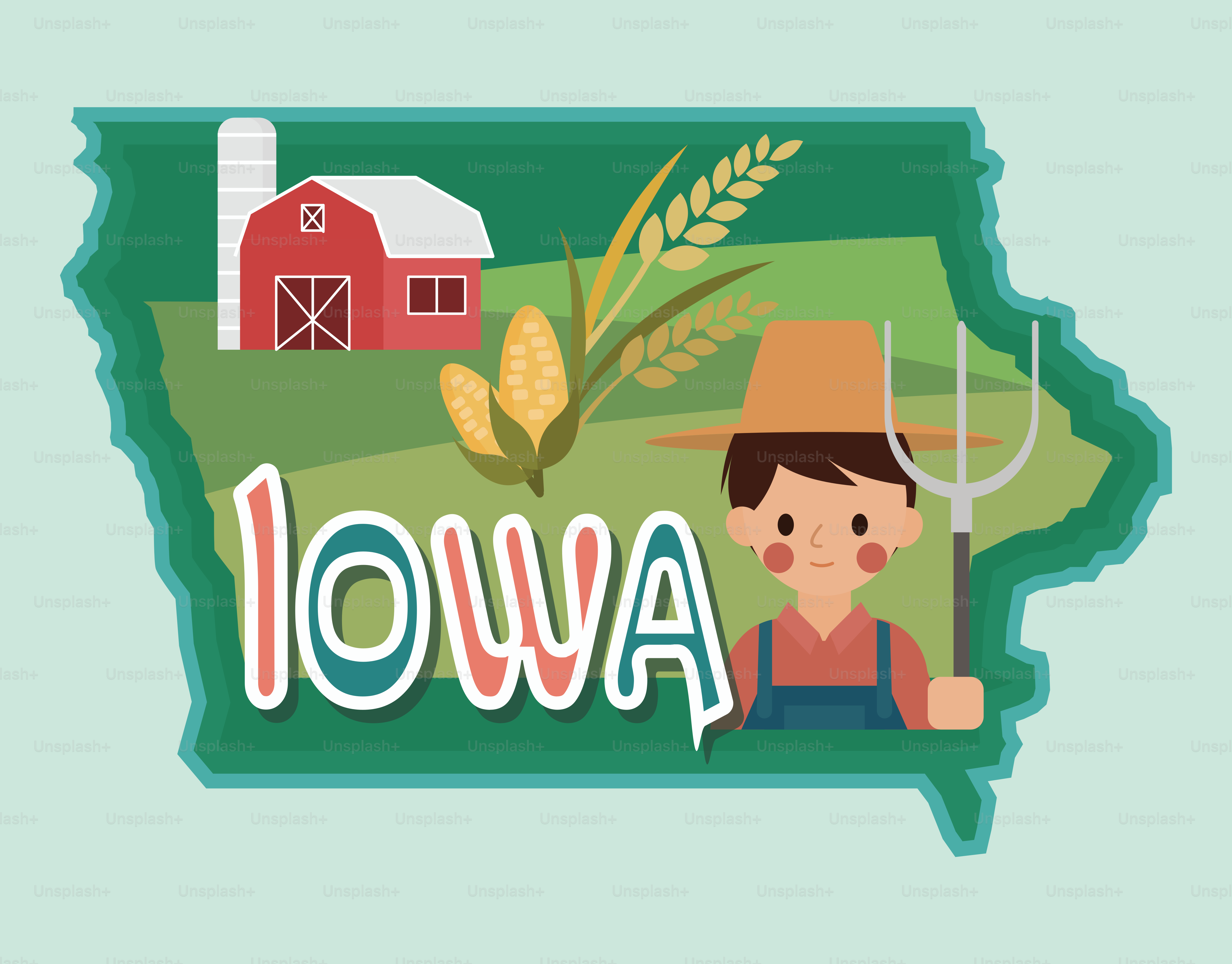 Paysages agricoles dans le contour de l’Iowa