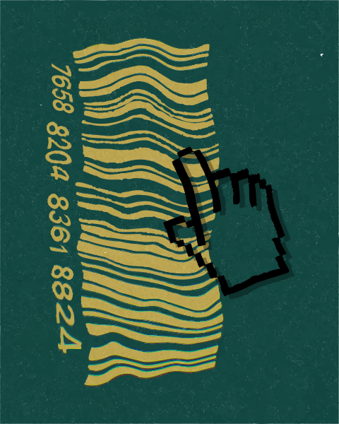 Cursor hovering over a barcode with numbers.