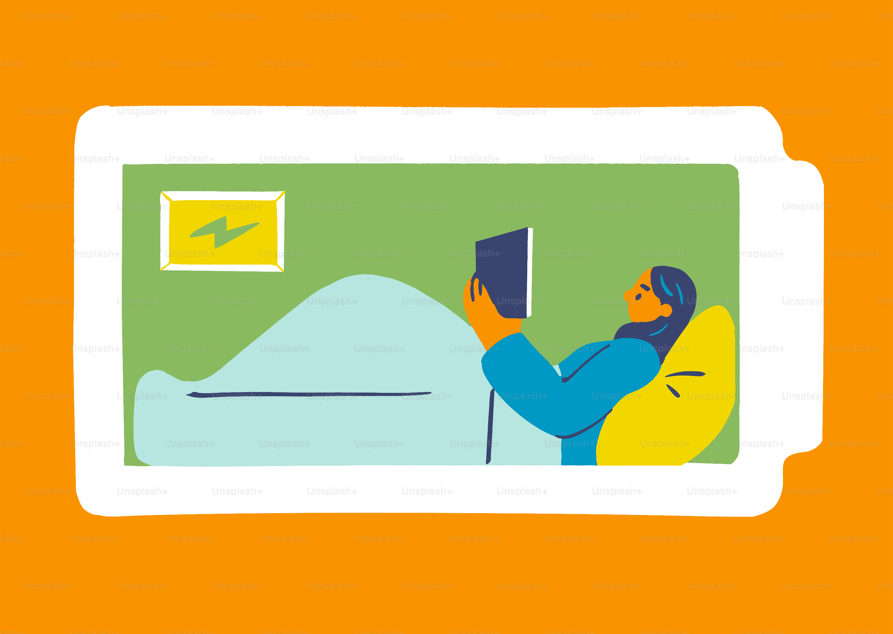 Femme lisant un livre dans son lit, symbole de la pile.