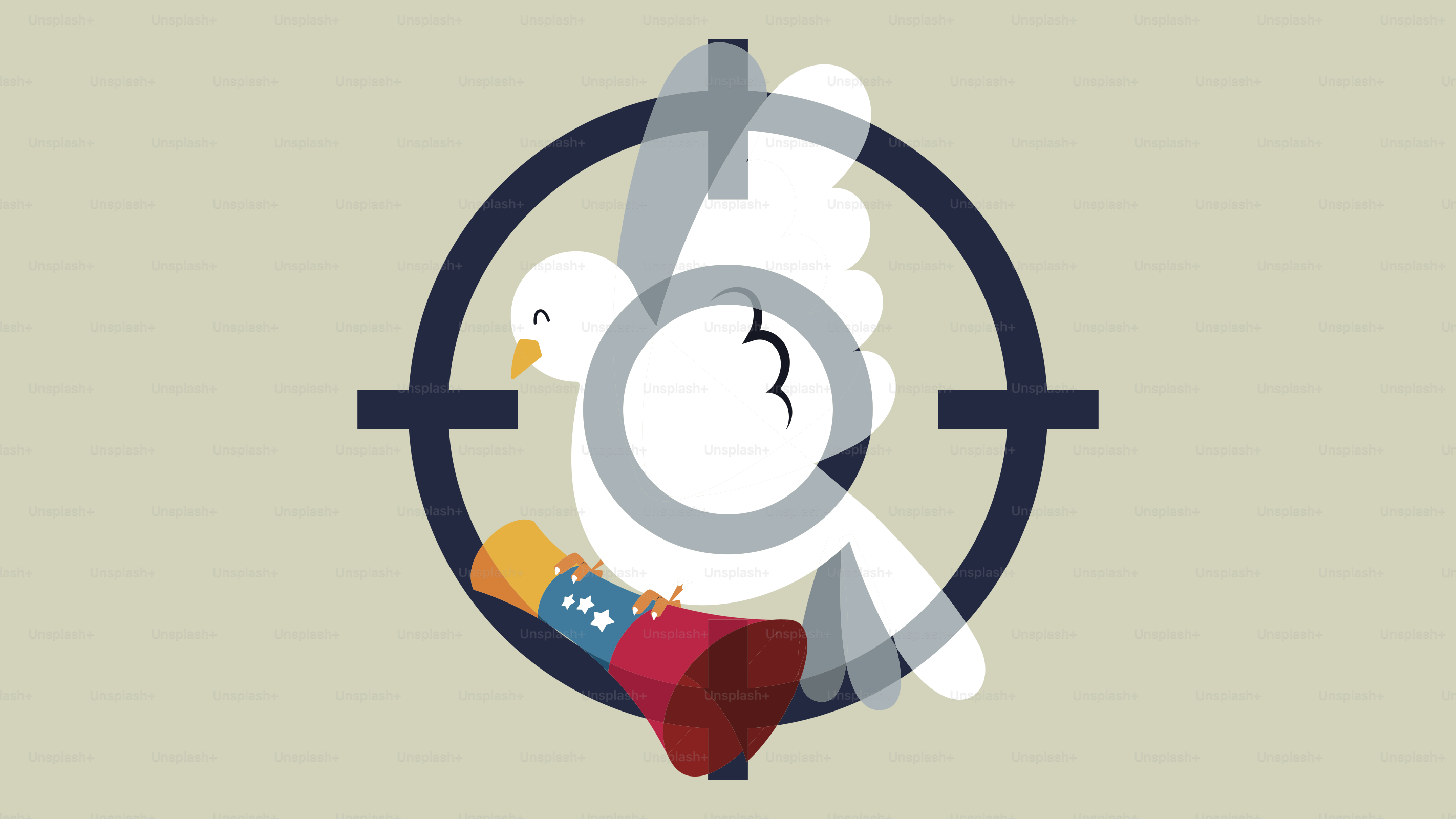 A dove is in the crosshairs of a target.