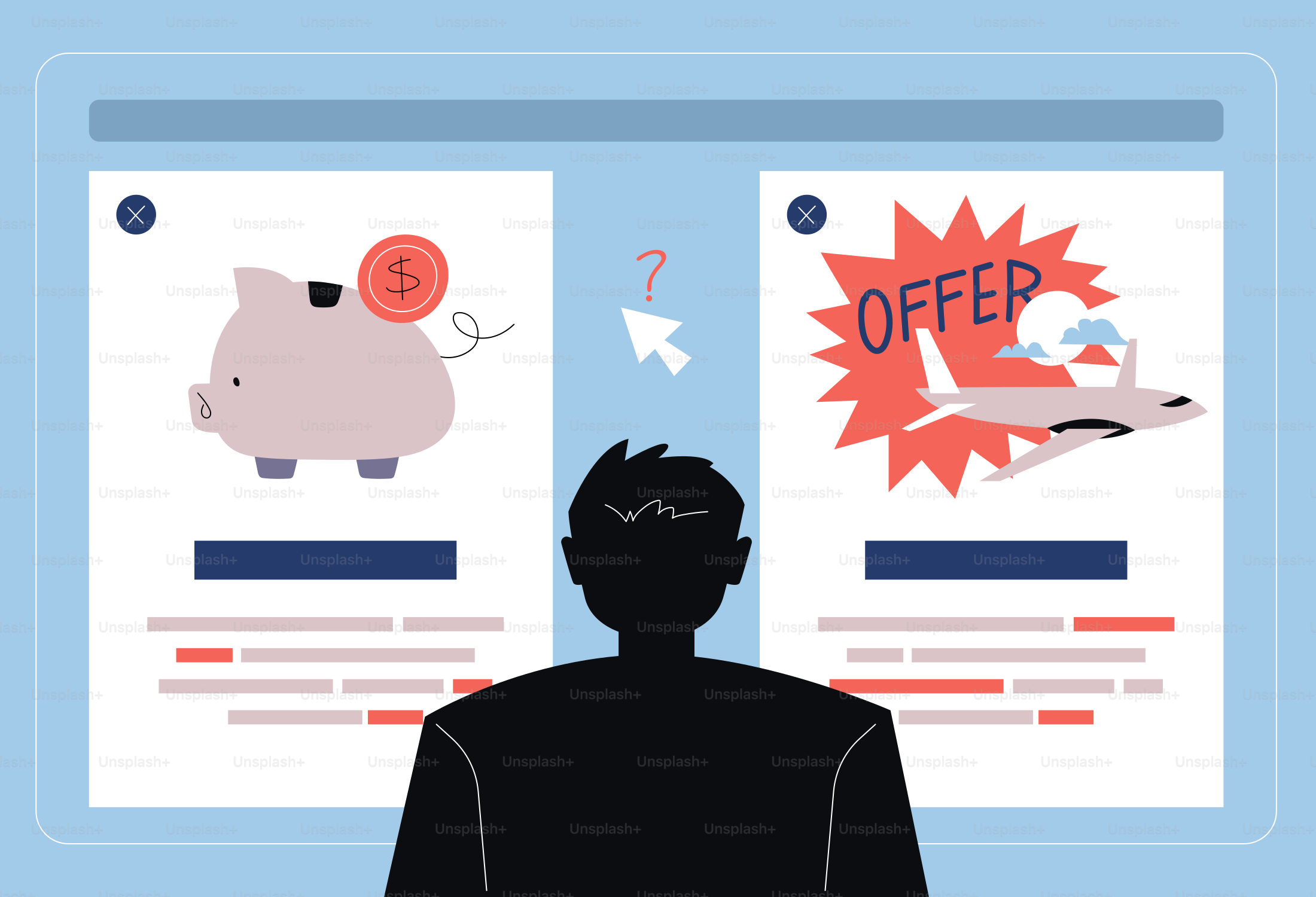 Persona comparando la oferta de viaje con los ahorros