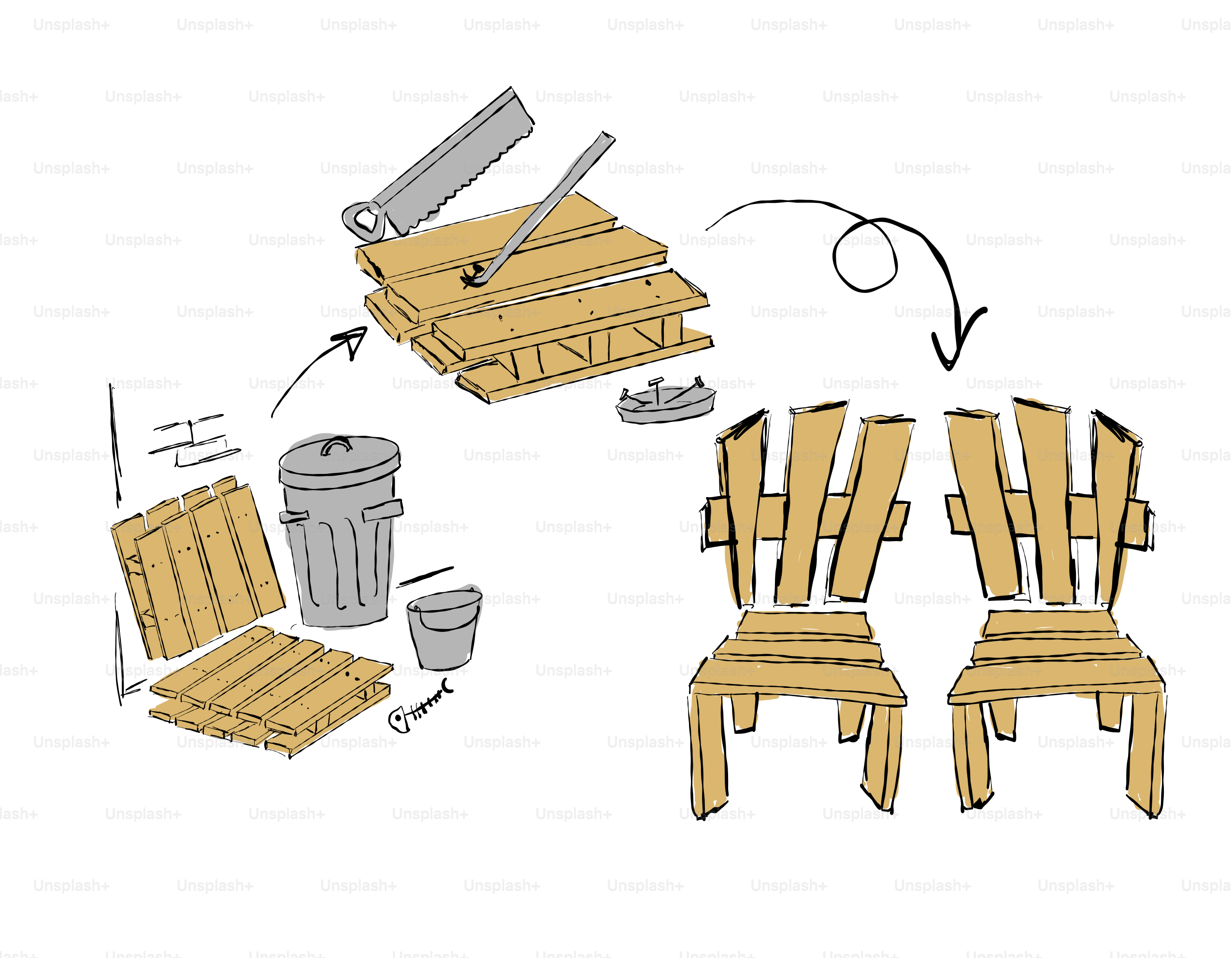 Diy chairs constructed from wooden pallets