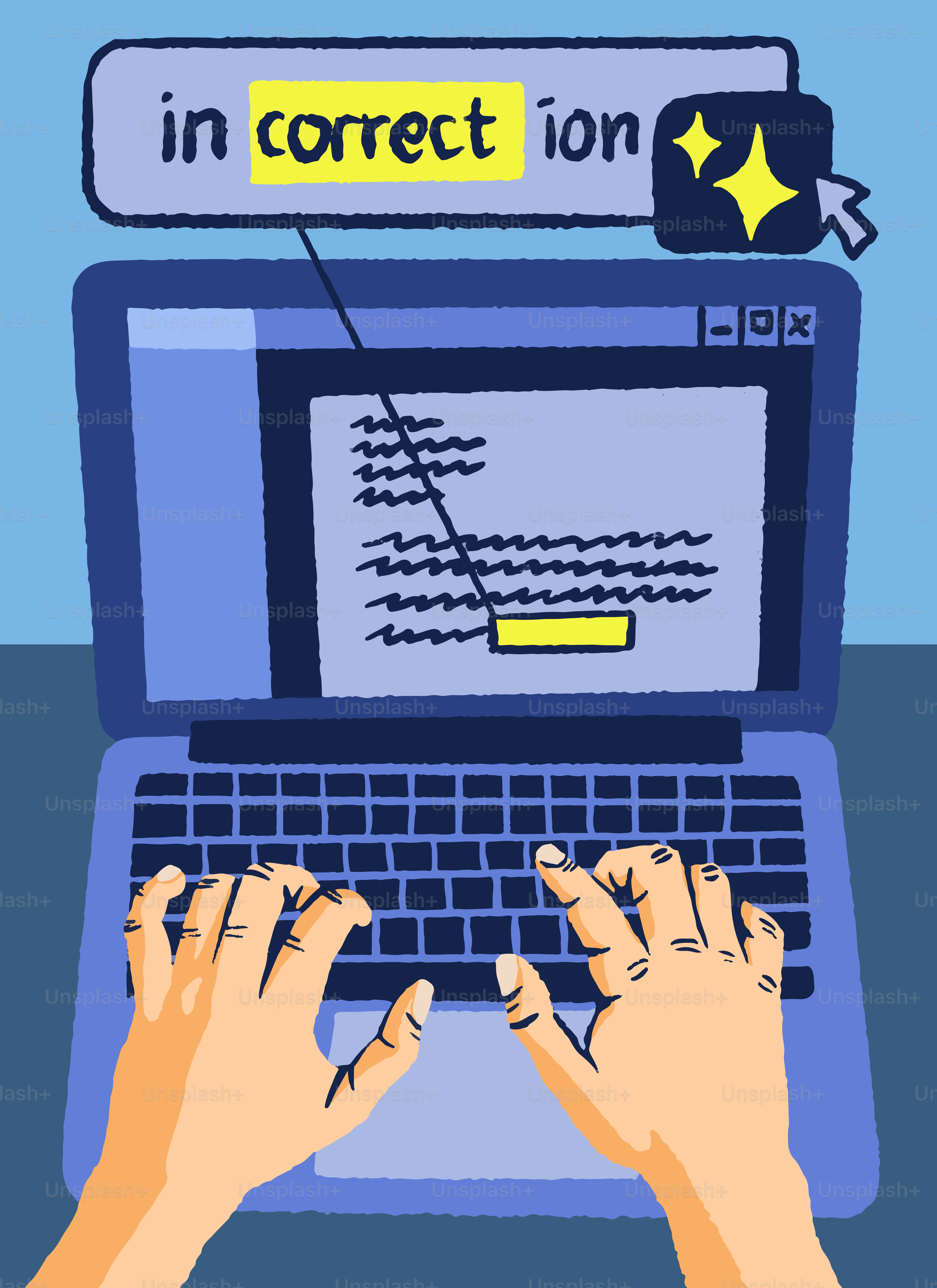 Tippkorrektur auf einem Laptop-Bildschirm.