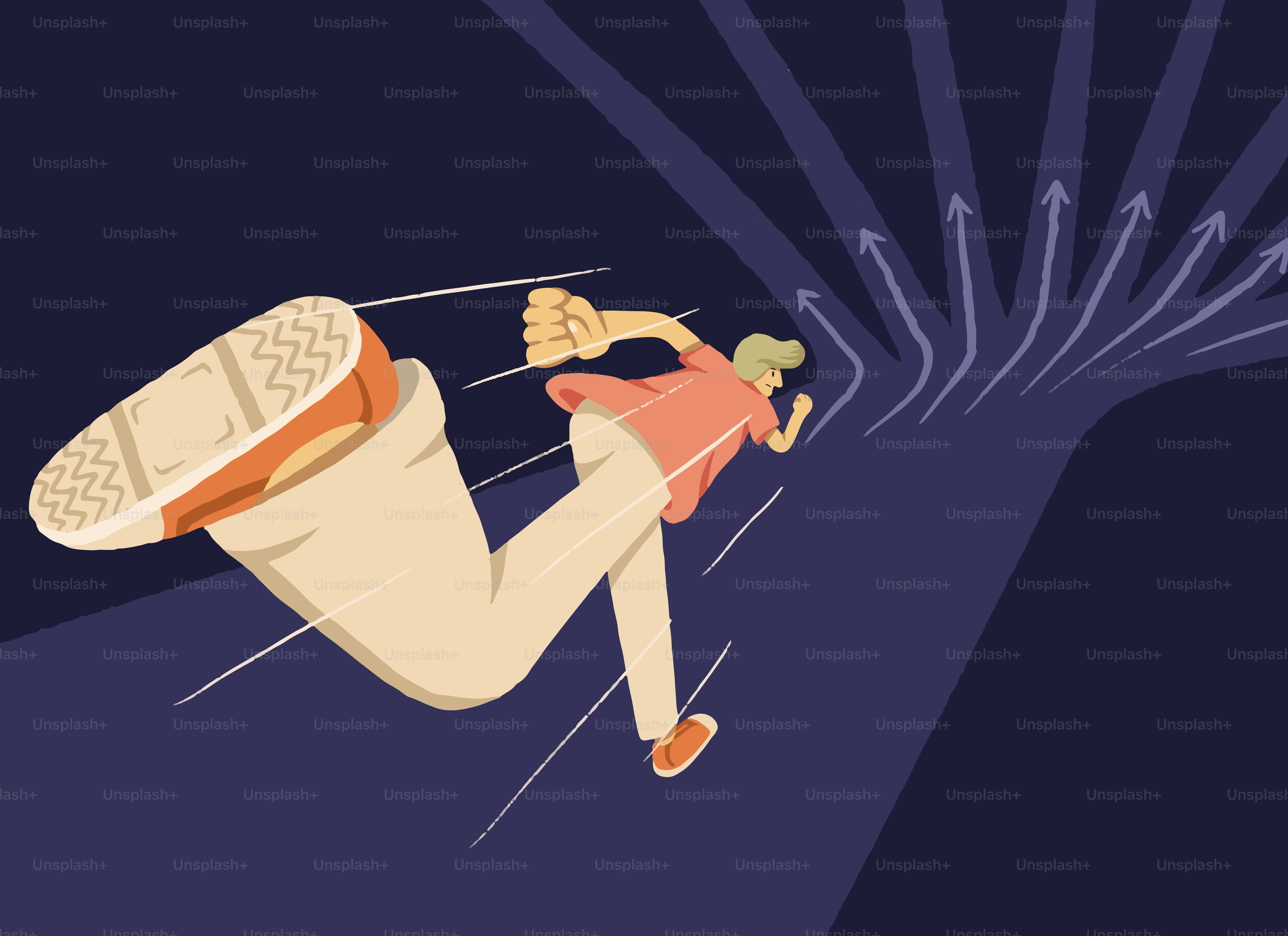 Person, die auf mehrere divergende Wege zuläuft