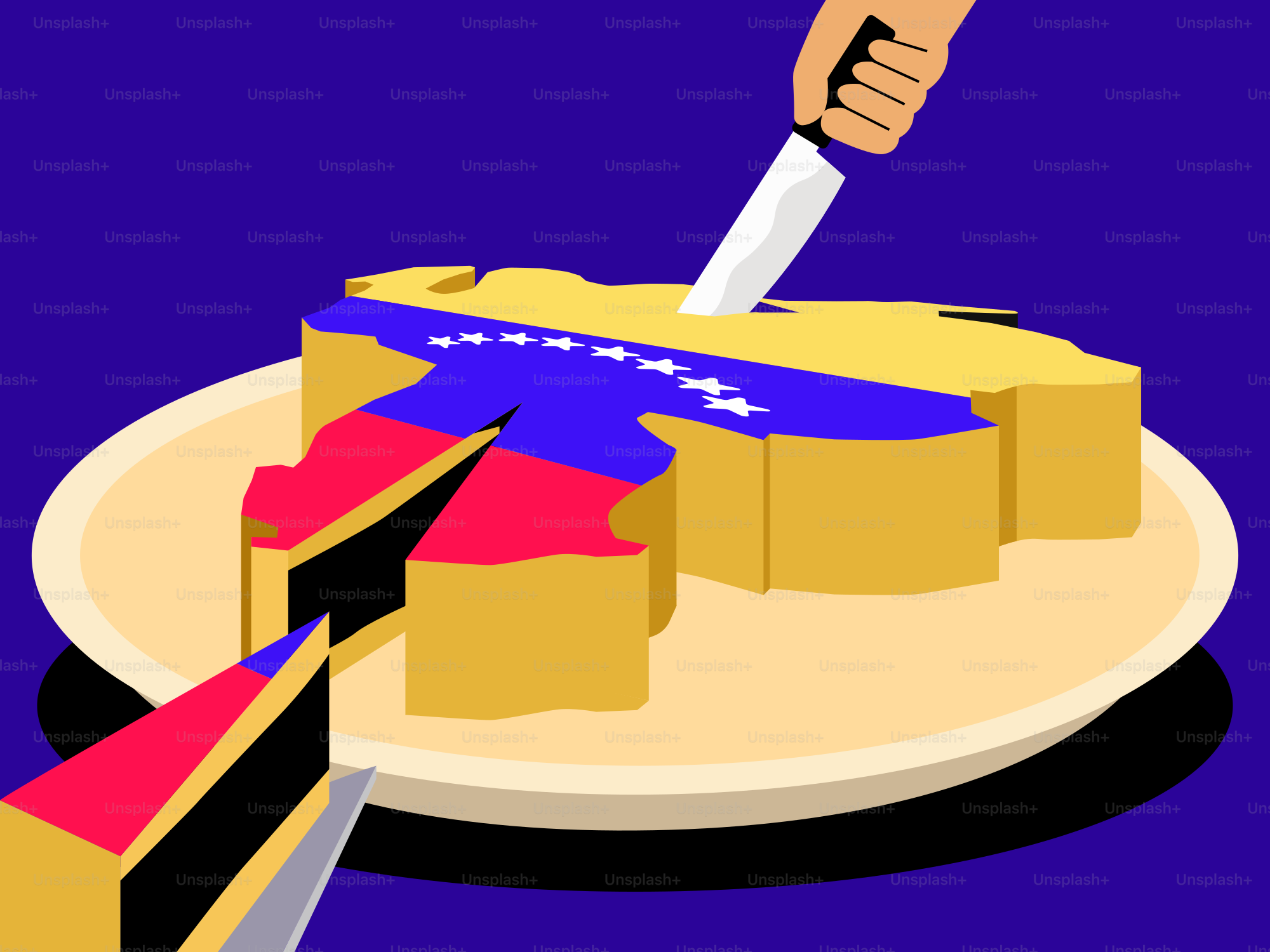 Affettare a mano una torta a forma di venezuela