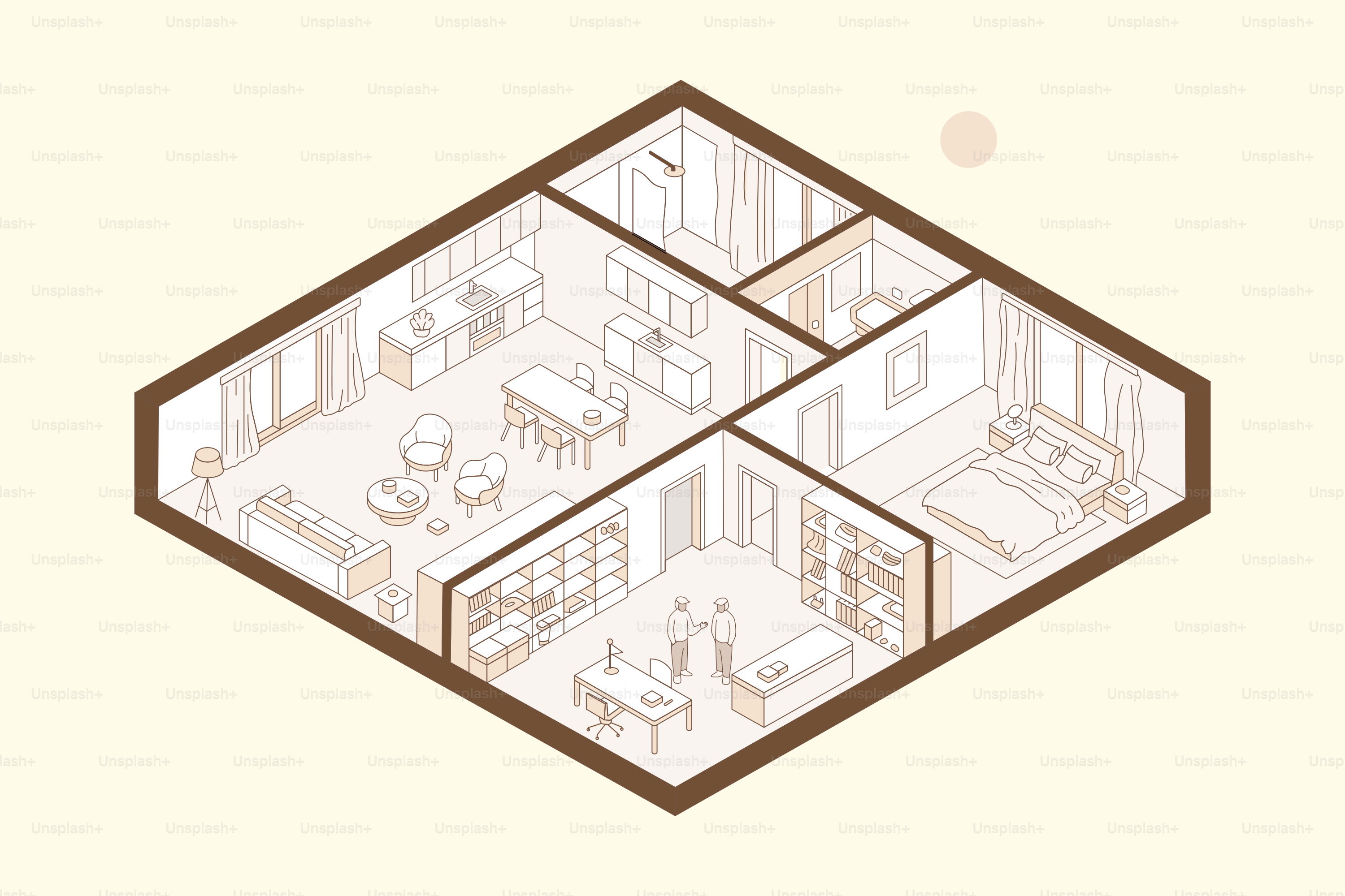 Plano isométrico de un apartamento moderno