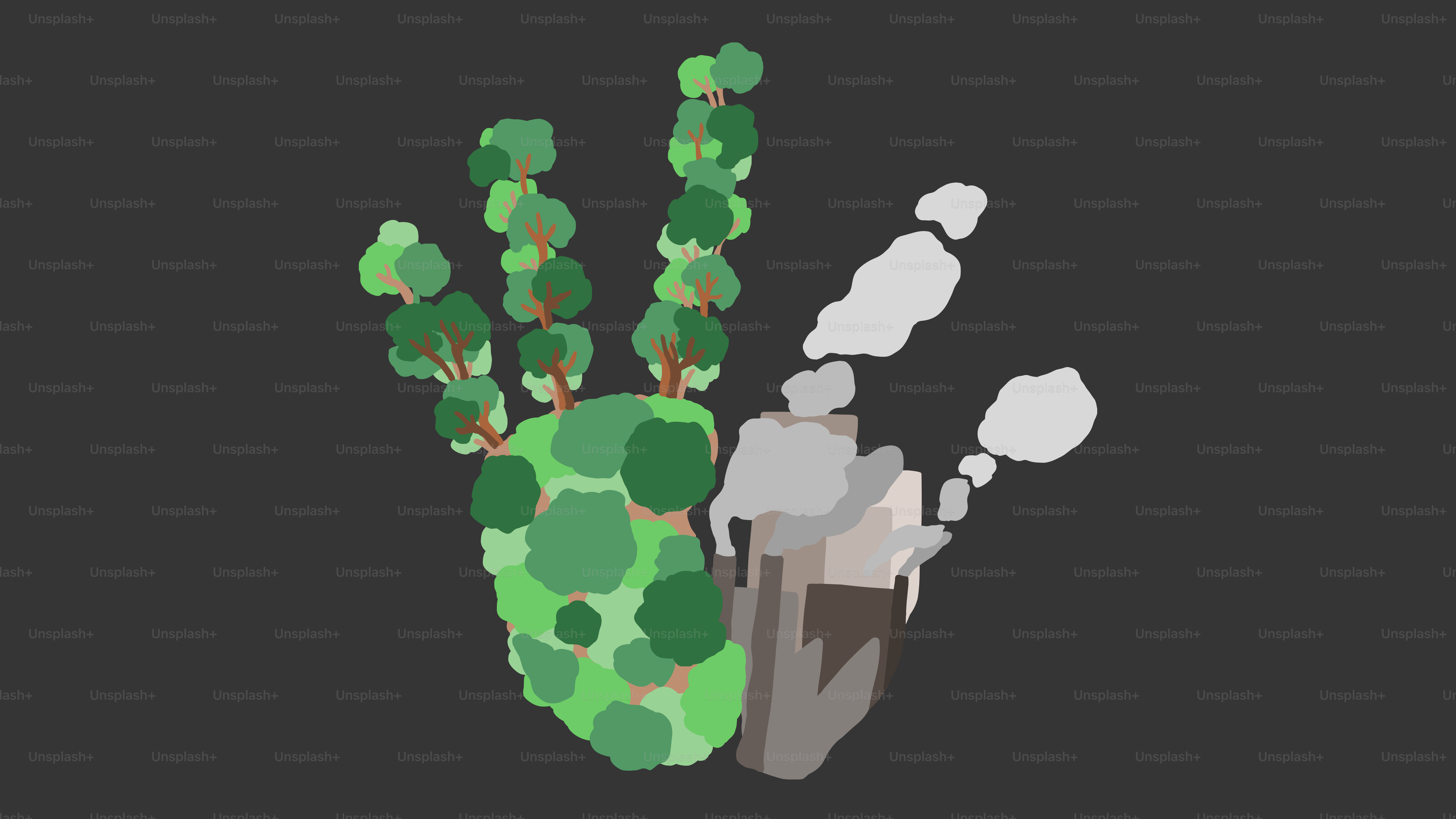 Handprint with trees and a house