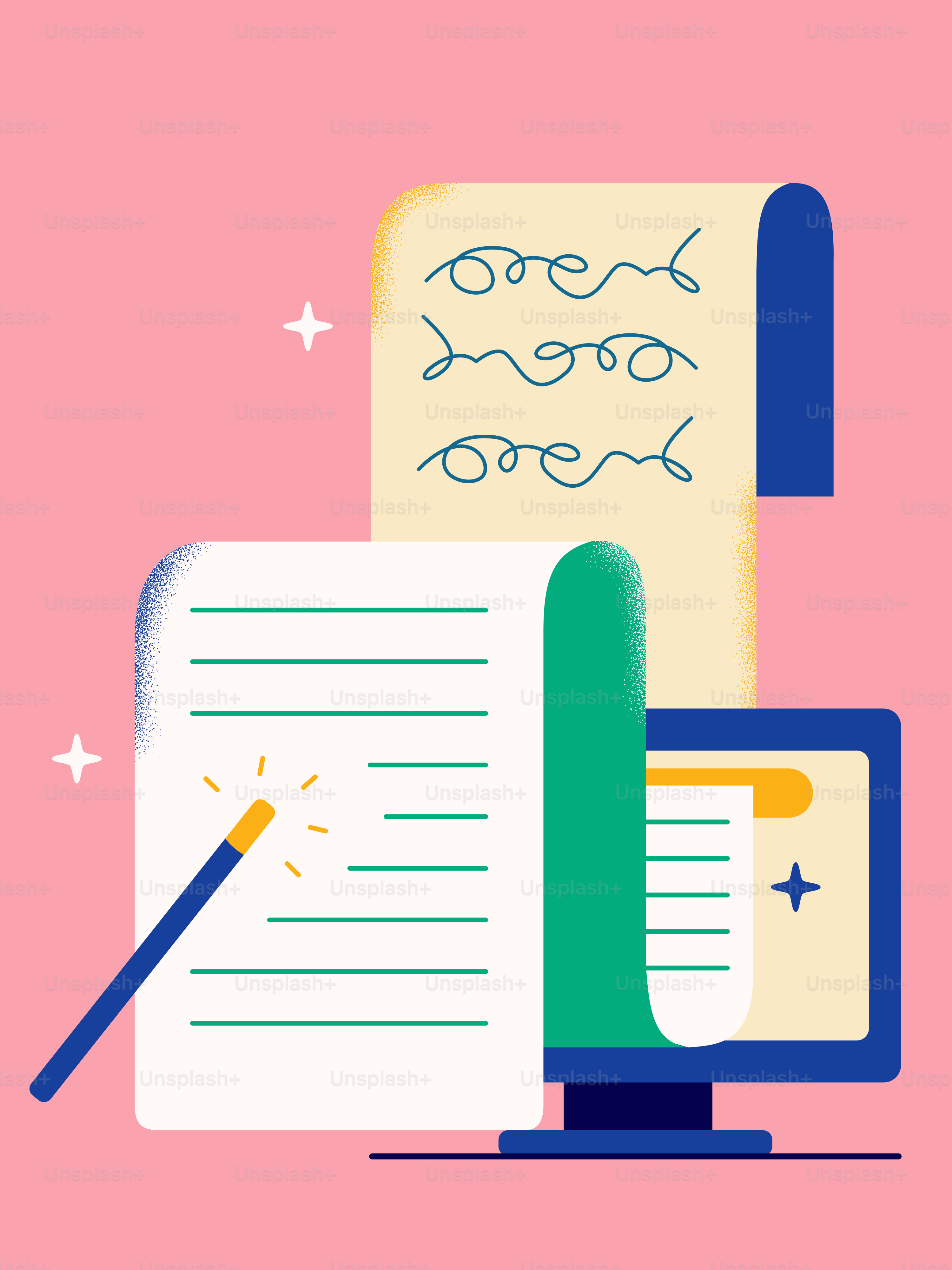 Una varita mágica creando texto en un documento