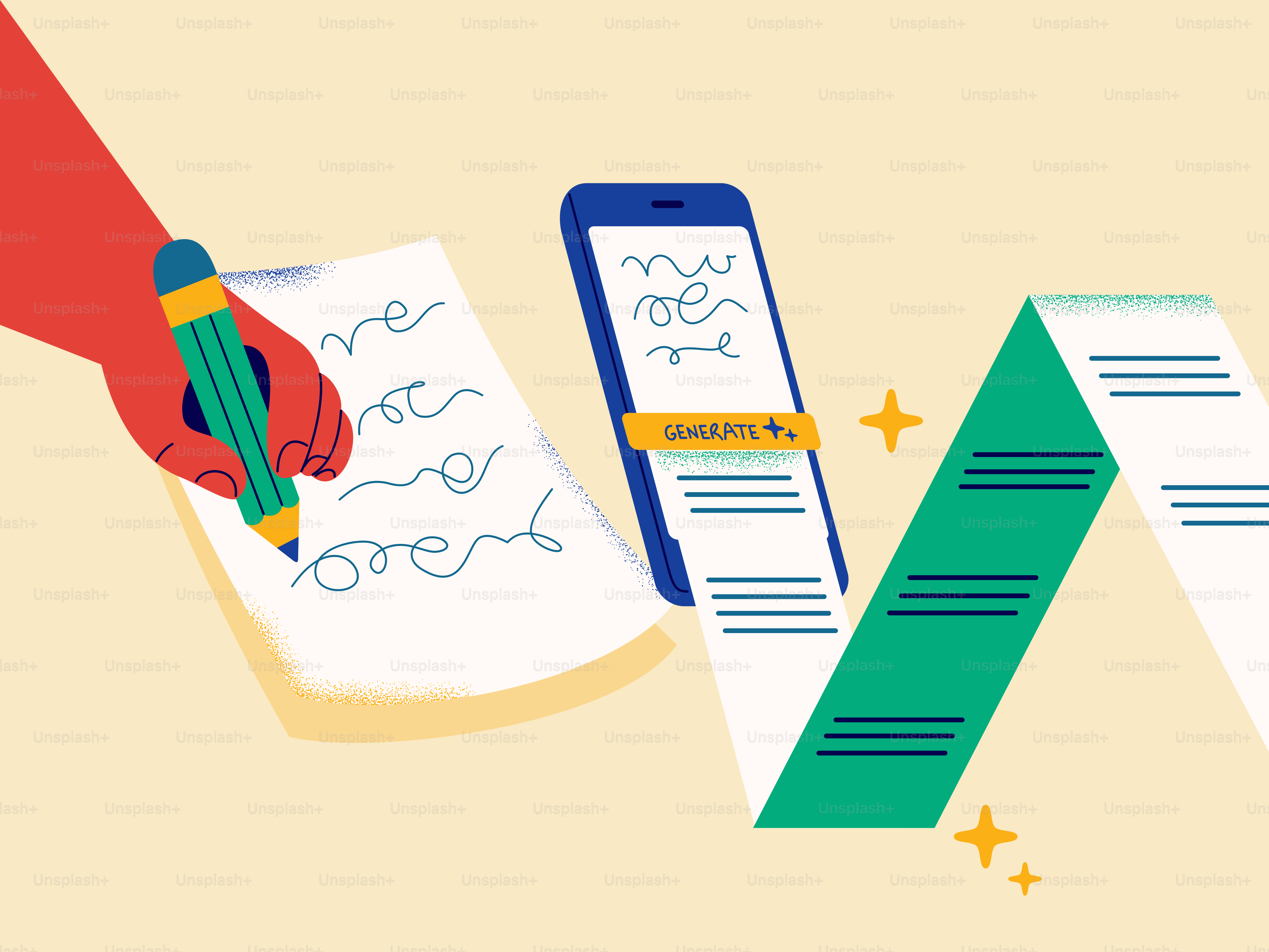 Escritura a mano en papel junto al smartphone y una larga lista