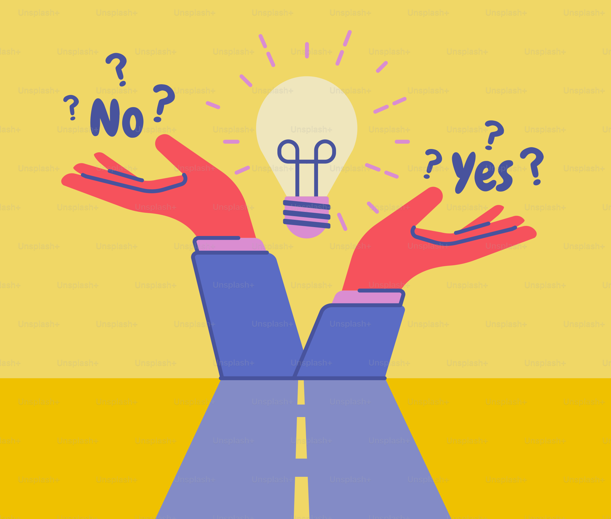 Des mains offrant le choix entre oui et non