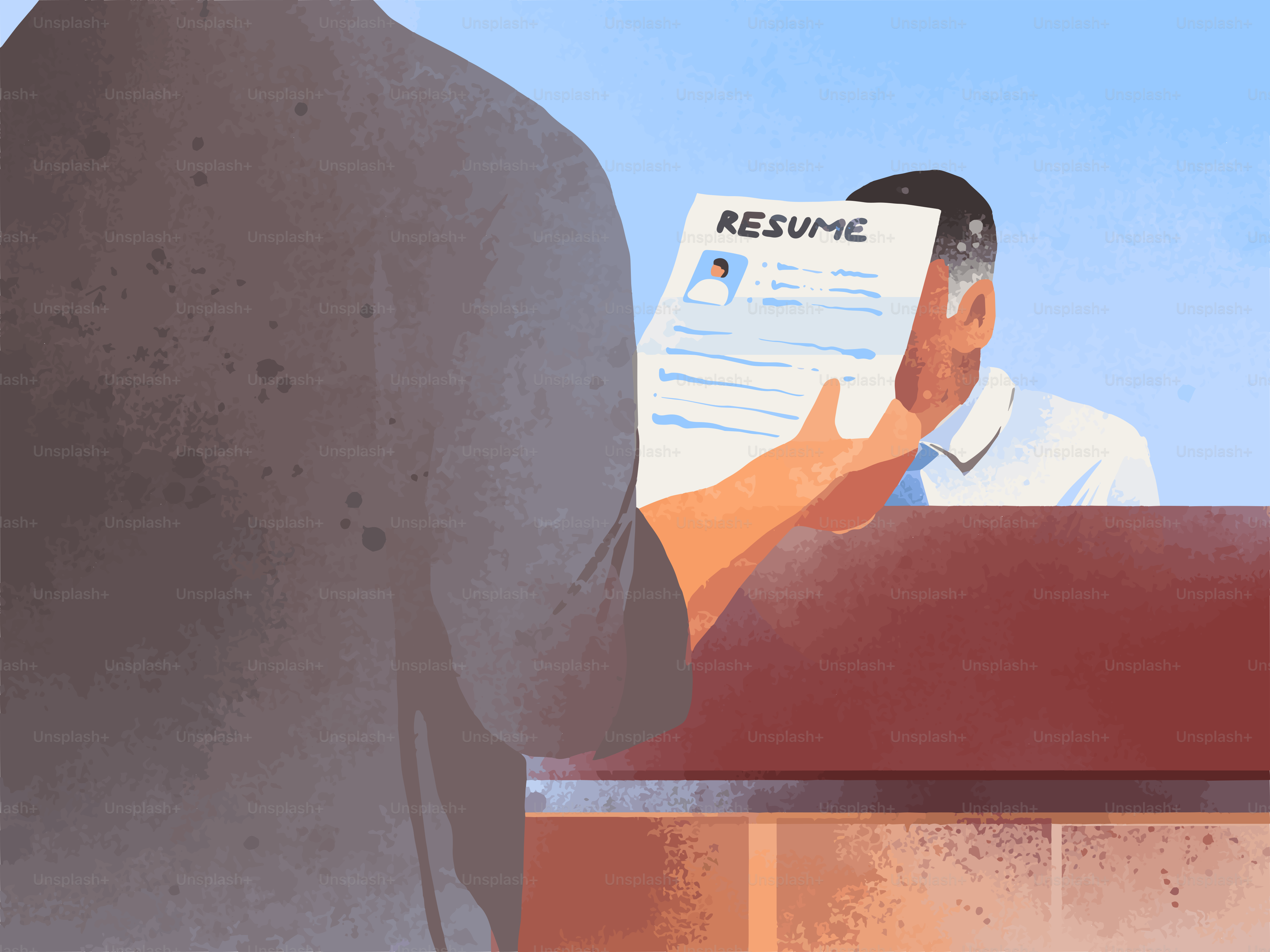 Person holding a resume during a job interview.