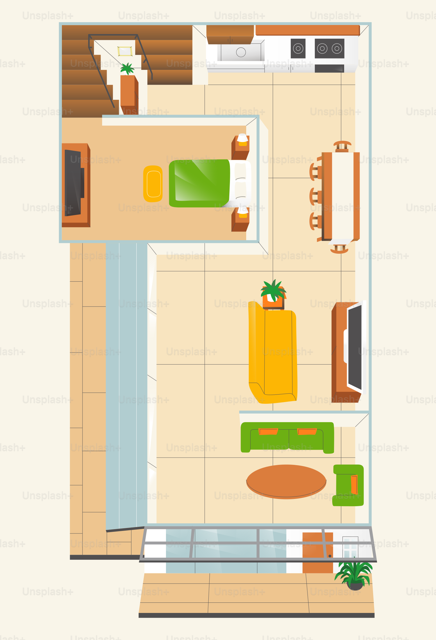 Un plan d’appartement moderne.