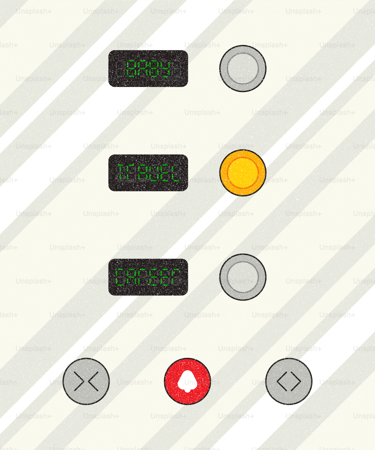Display digitali e pulsanti su un pannello di controllo