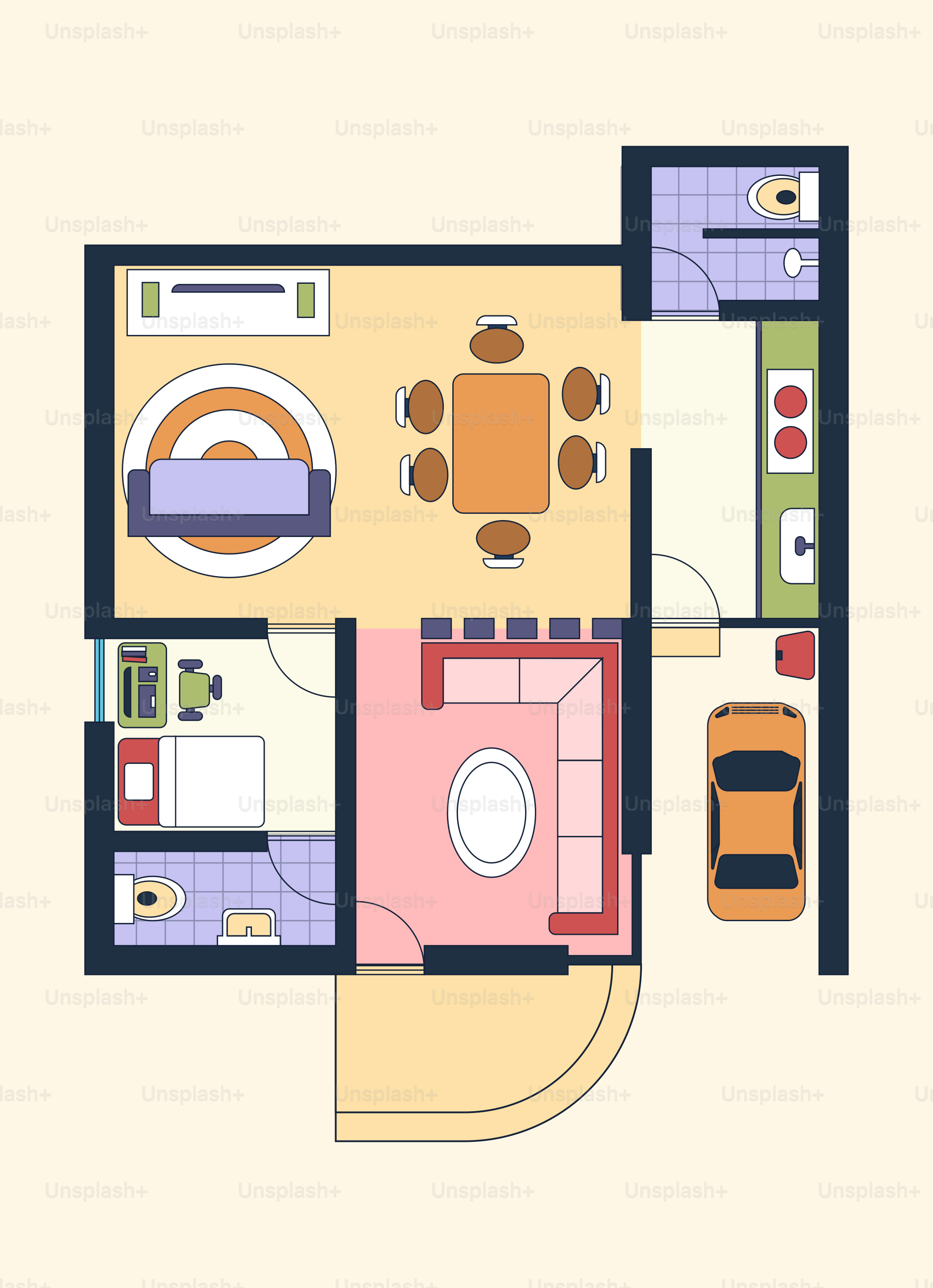 Un plan d’appartement moderne avec voiture