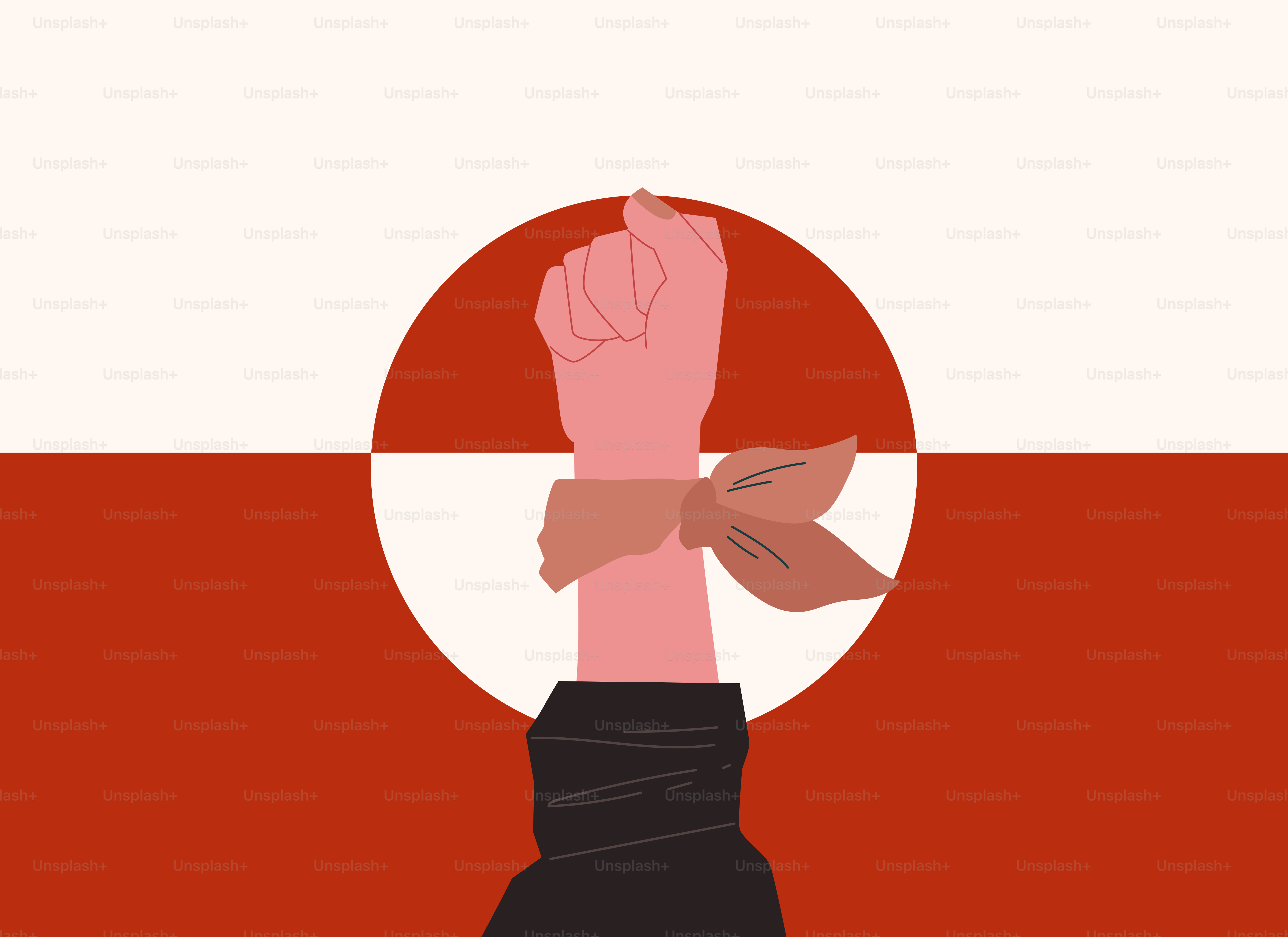 Puño levantado con pañuelo contra la bandera de Groenlandia