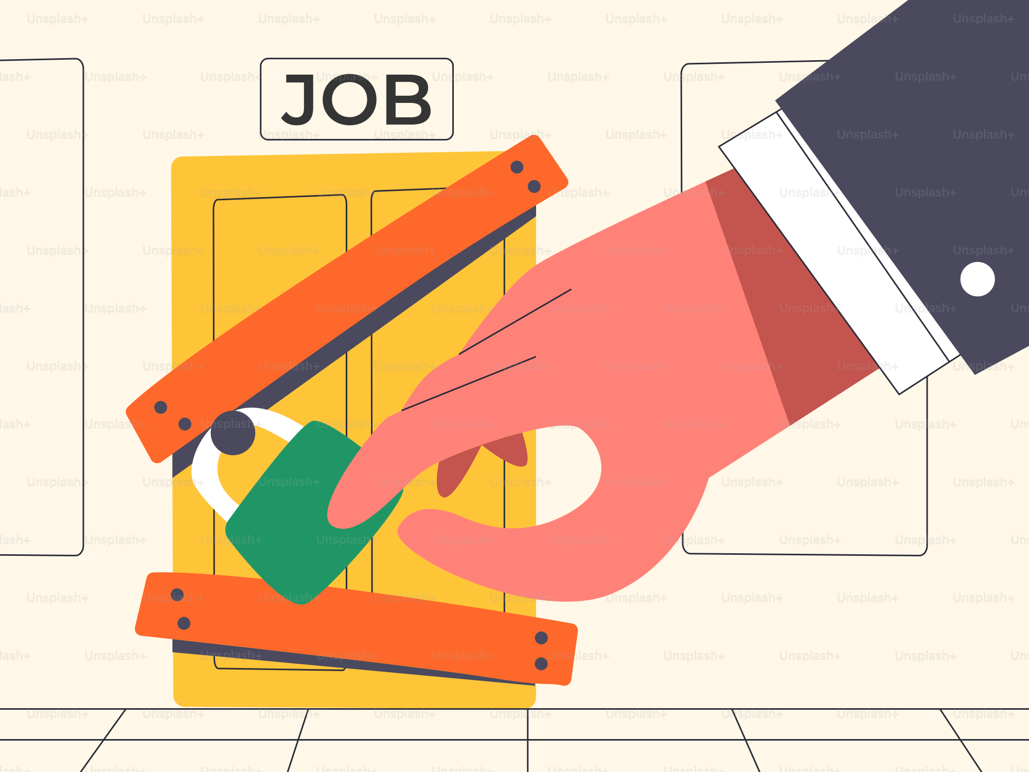 Eine Tür mit der Handverriegelung von Job